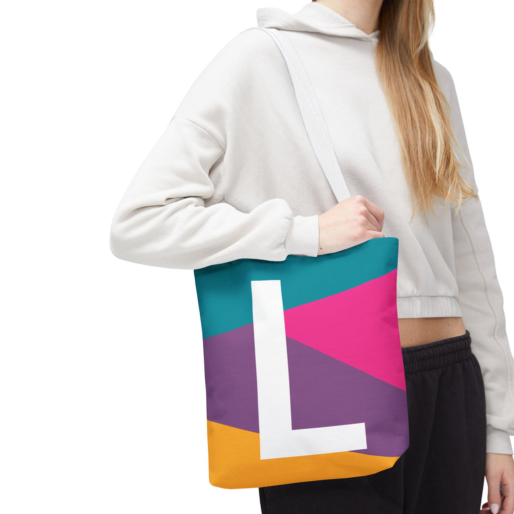 Monogram 'L' Colorblock Tote Bag — Personalized Initial L Shoulder Tote