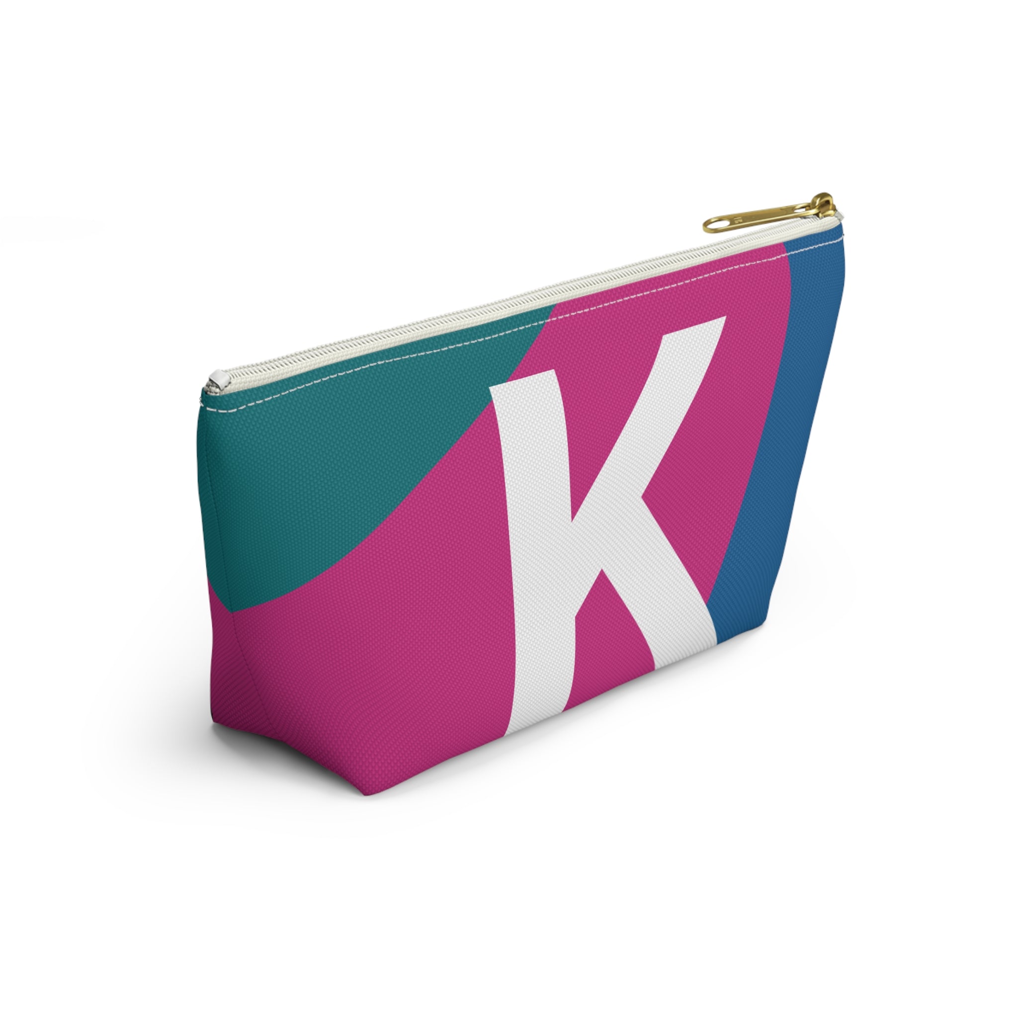Initials Colorblock Accessory Pouch — Monogram K T-Bottom Cosmetic Bag
