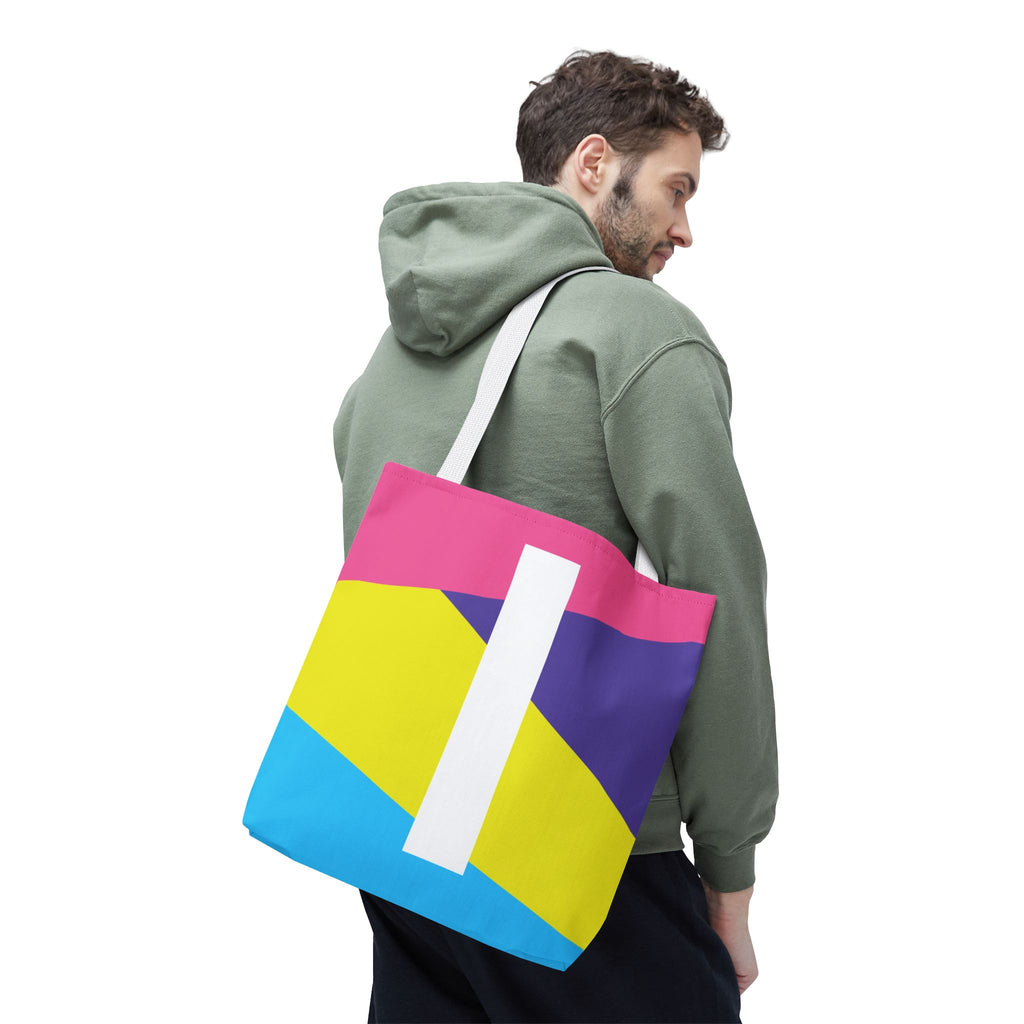 Monogram 'I' Colorblock Tote Bag — Personalized Initial I Shoulder Tote