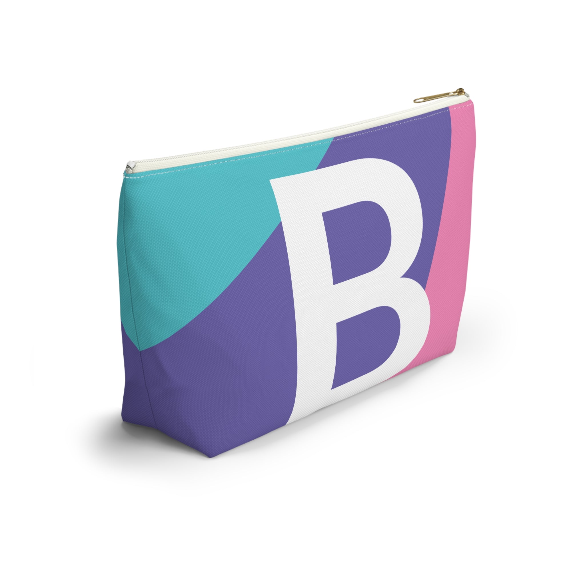 Initials Colorblock Accessory Pouch — Monogram B T-Bottom Cosmetic Bag