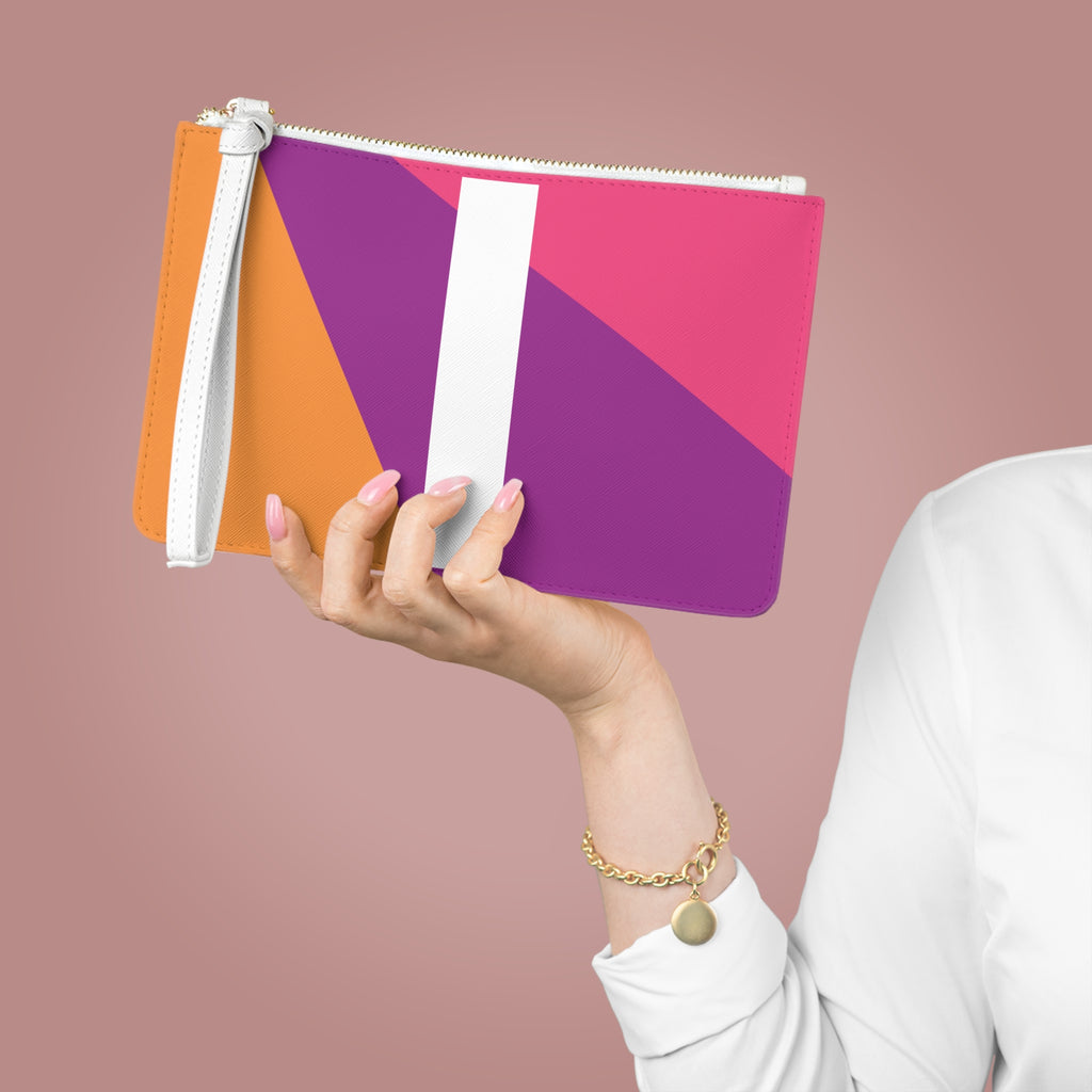 Monogram 'I' Colorblock Clutch Bag — Bold Geometric Wristlet for Everyday & Gifts