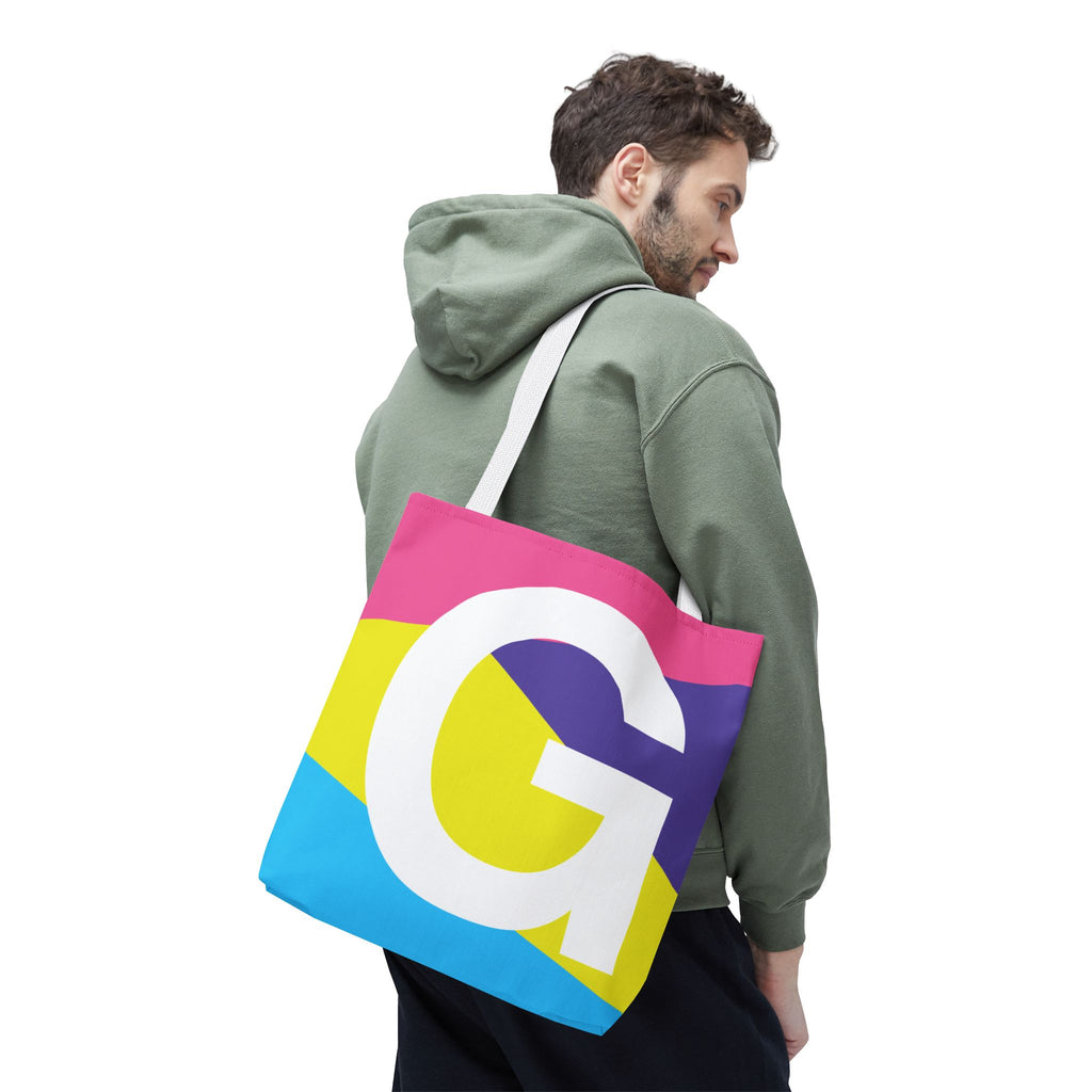 Monogram 'G' Colorblock Tote Bag — Personalized Initial G Shoulder Tote