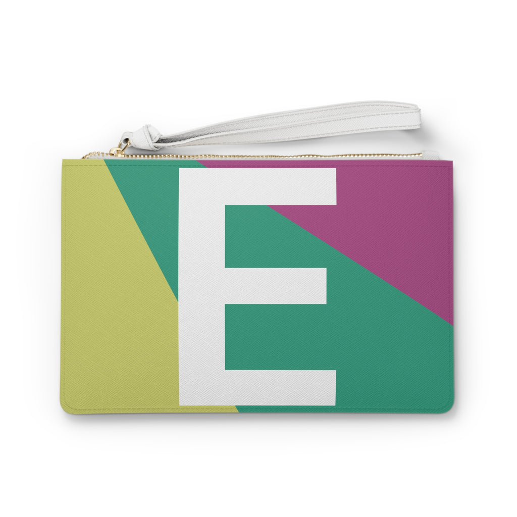 Monogram 'E' Colorblock Clutch Bag — Bold Geometric Wristlet for Everyday & Gifts