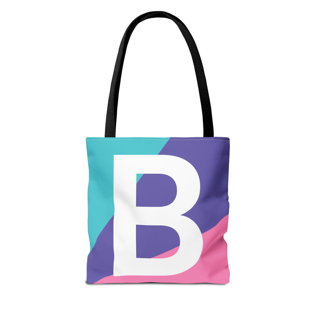 Monogram 'B' Colorblock Tote Bag — Personalized Initial B Shoulder Tote
