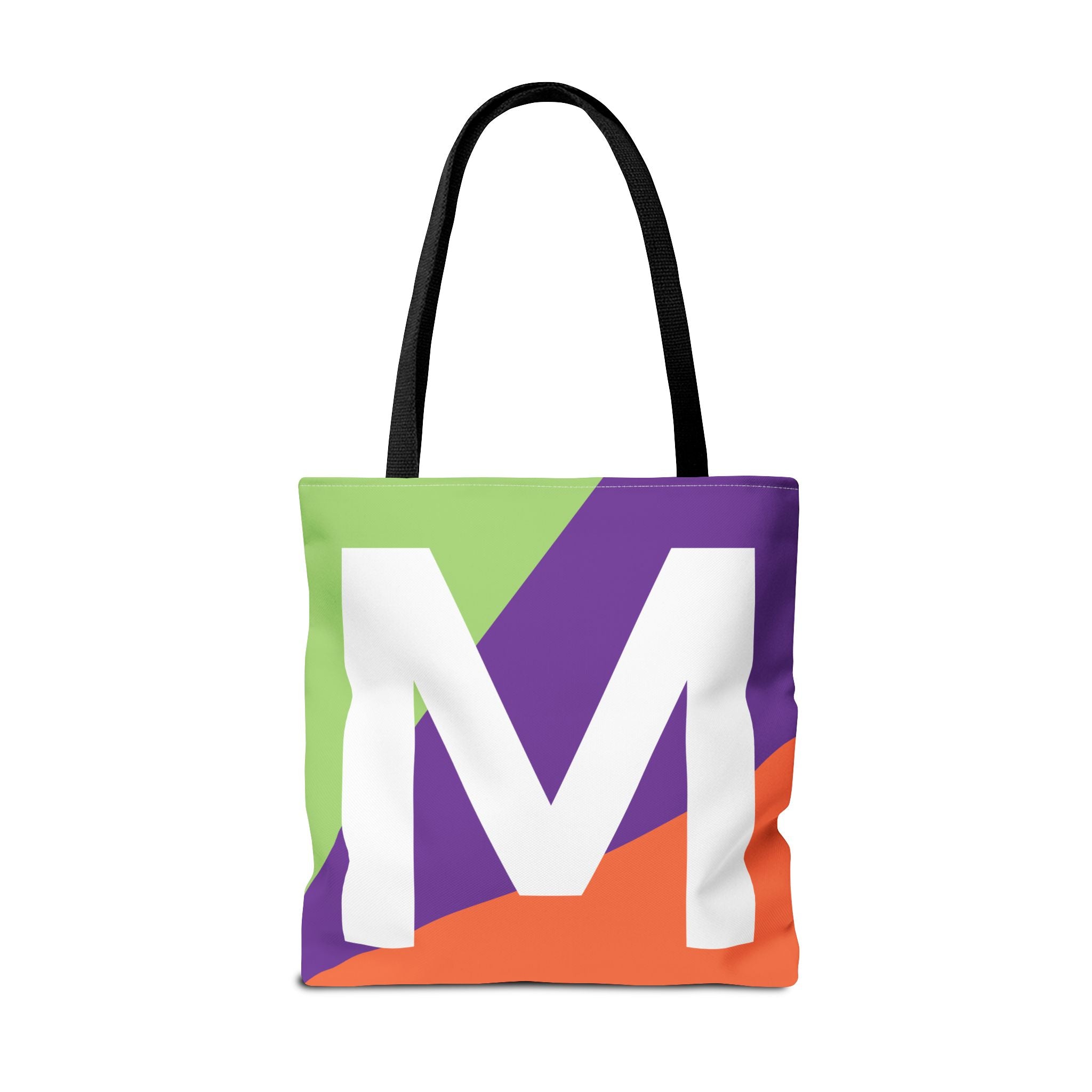 Monogram 'M' Colorblock Tote Bag — Personalized Initial M Shoulder Tote