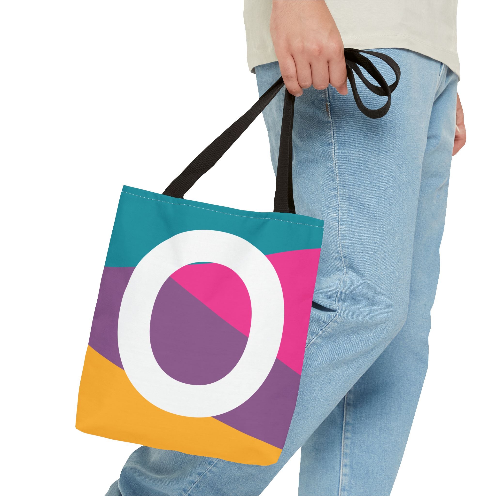 Monogram 'O' Colorblock Tote Bag — Personalized Initial O Shoulder Tote