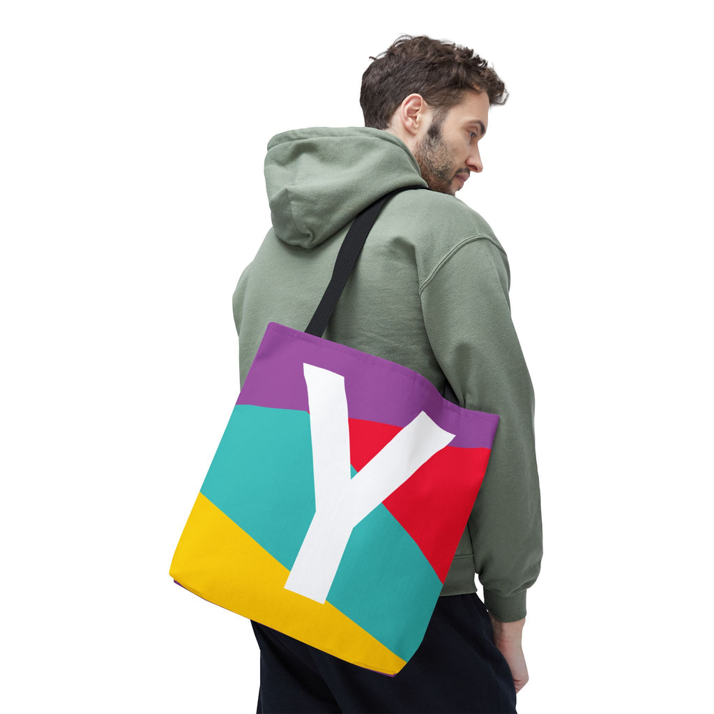 Monogram 'Y' Colorblock Tote Bag — Personalized Initial Y Shoulder Tote
