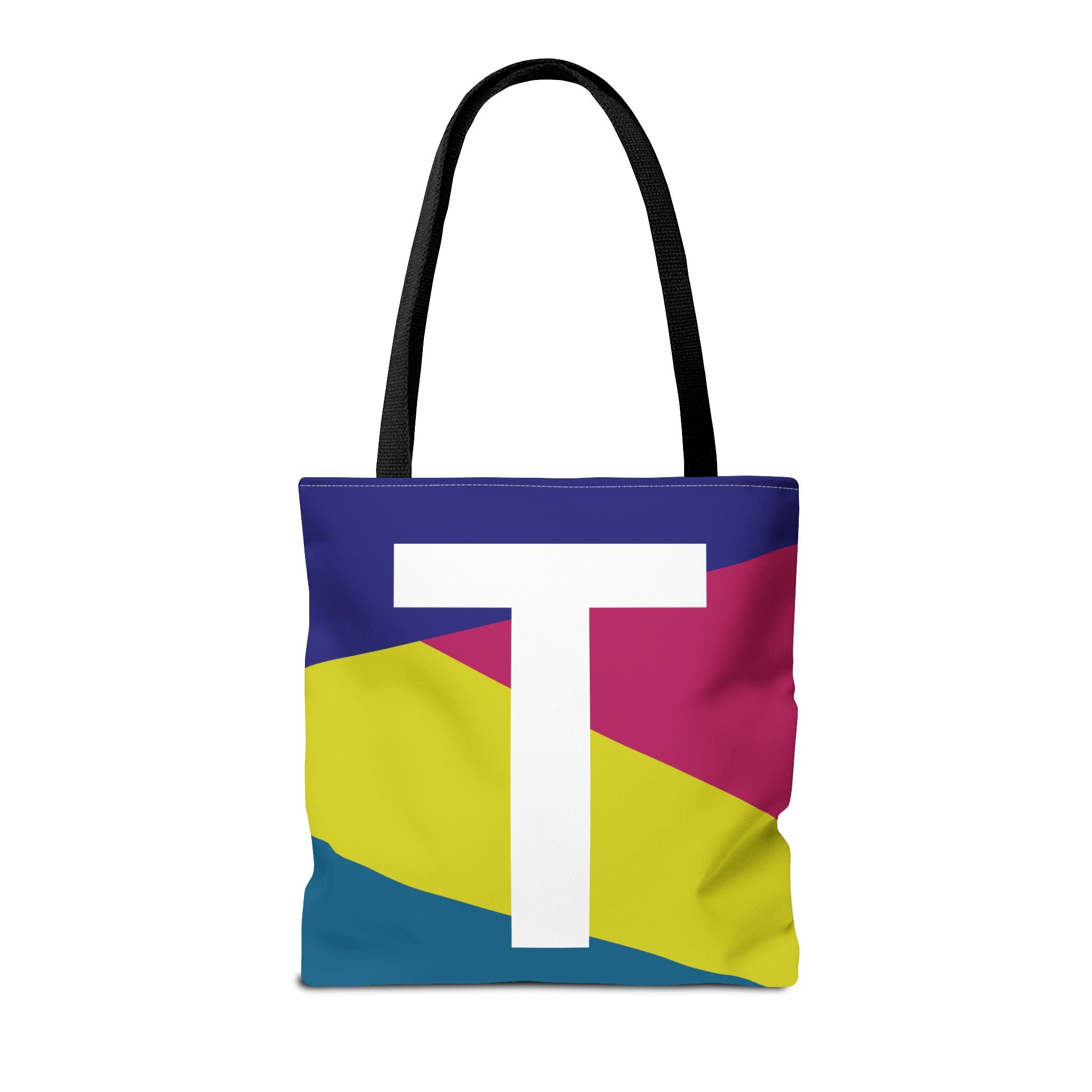 Monogram 'T' Colorblock Tote Bag — Personalized Initial T Shoulder Tote