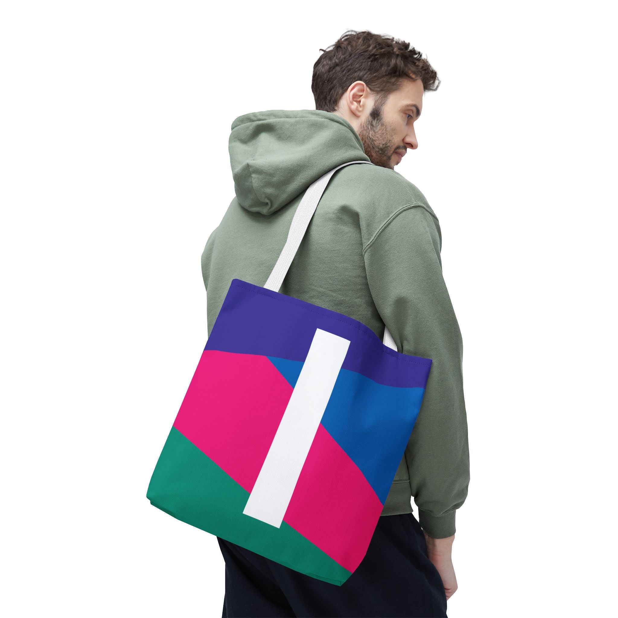 Monogram 'I' Colorblock Tote Bag — Personalized Initial I Shoulder Tote