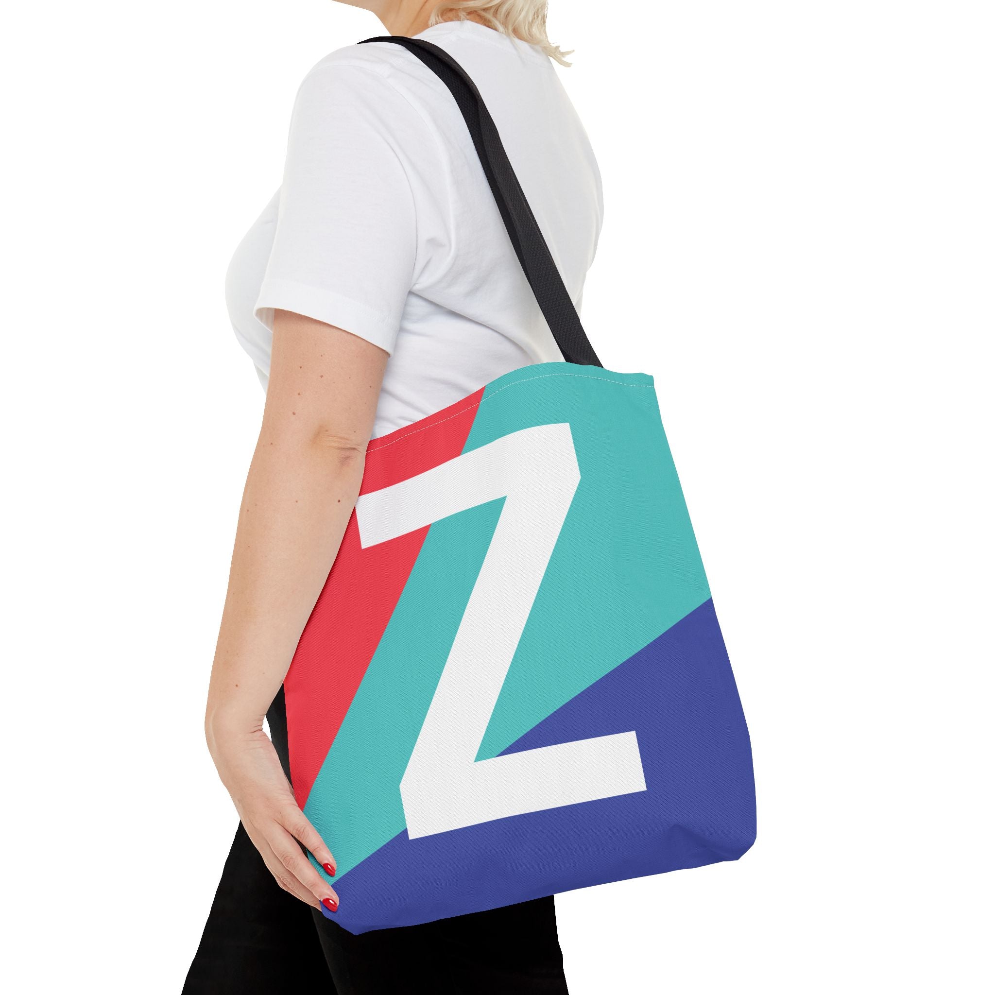Monogram 'Z' Colorblock Tote Bag — Personalized Initial Z Shoulder Tote