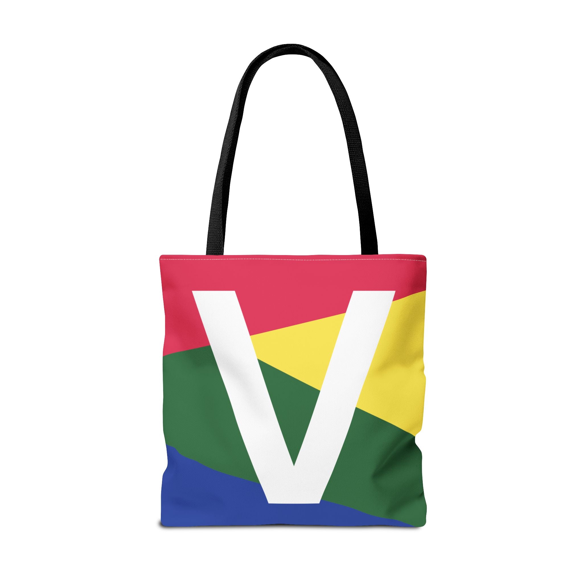 Monogram 'V' Colorblock Tote Bag — Personalized Initial V Shoulder Tote