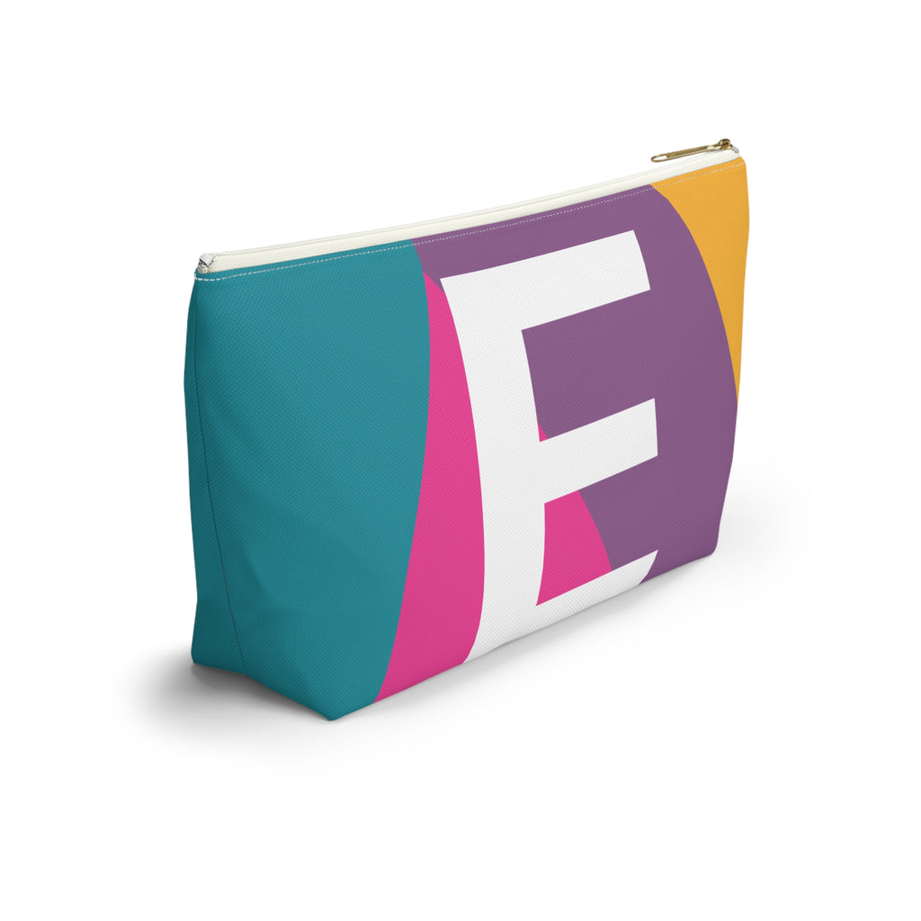 Initials Colorblock Accessory Pouch — Monogram E T-Bottom Cosmetic Bag