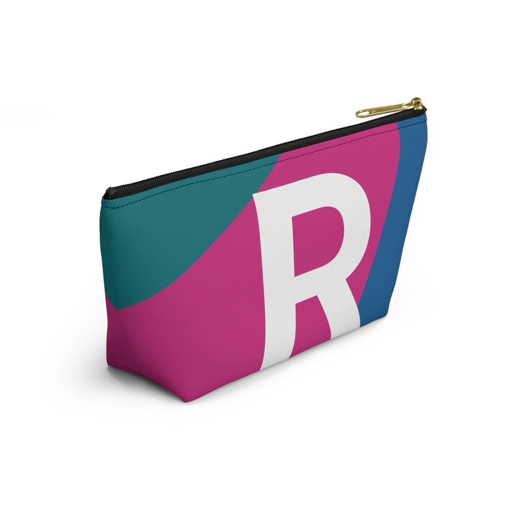 Initials Colorblock Accessory Pouch — Monogram R T-Bottom Cosmetic Bag
