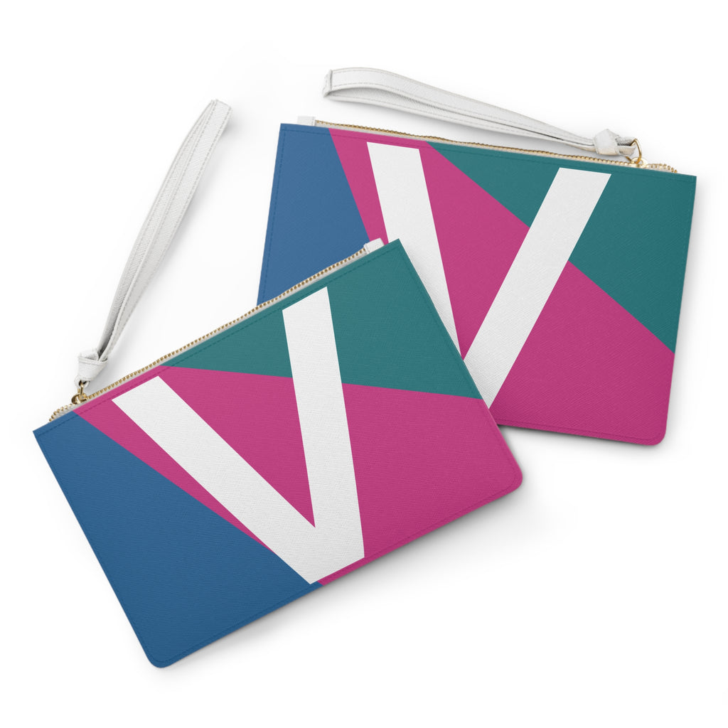 Monogram 'V' Colorblock Clutch Bag — Bold Geometric Wristlet for Everyday & Gifts