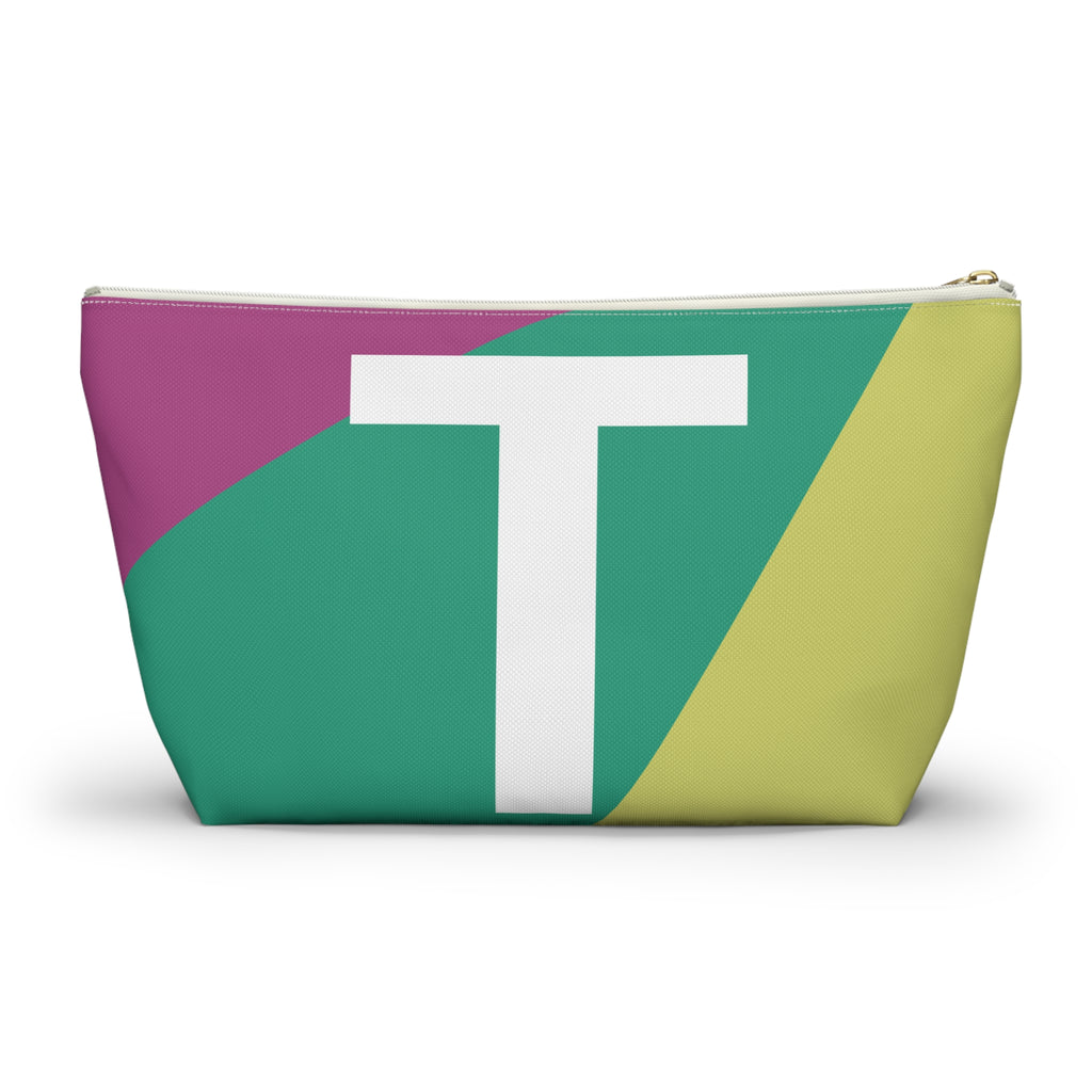 Initials Colorblock Accessory Pouch — Monogram T T-Bottom Cosmetic Bag