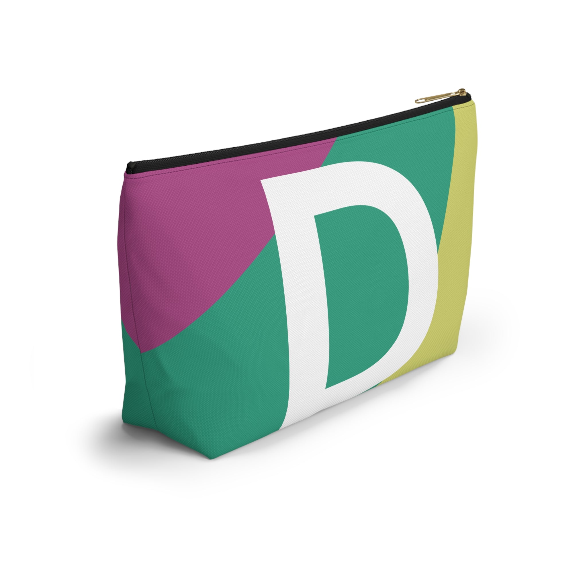 Initials Colorblock Accessory Pouch — Monogram D T-Bottom Cosmetic Bag