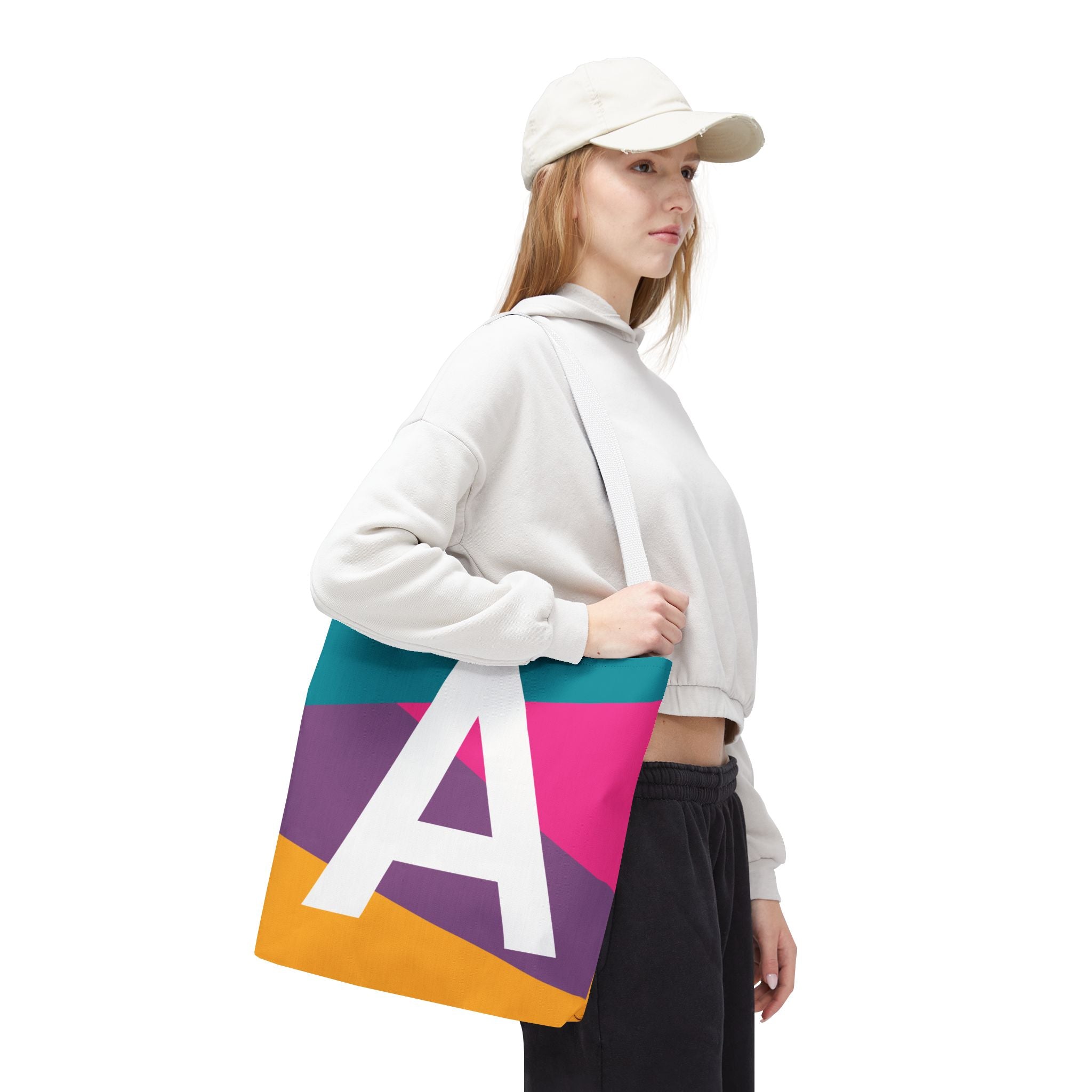 Monogram 'A' Colorblock Tote Bag — Personalized Initial A Shoulder Tote