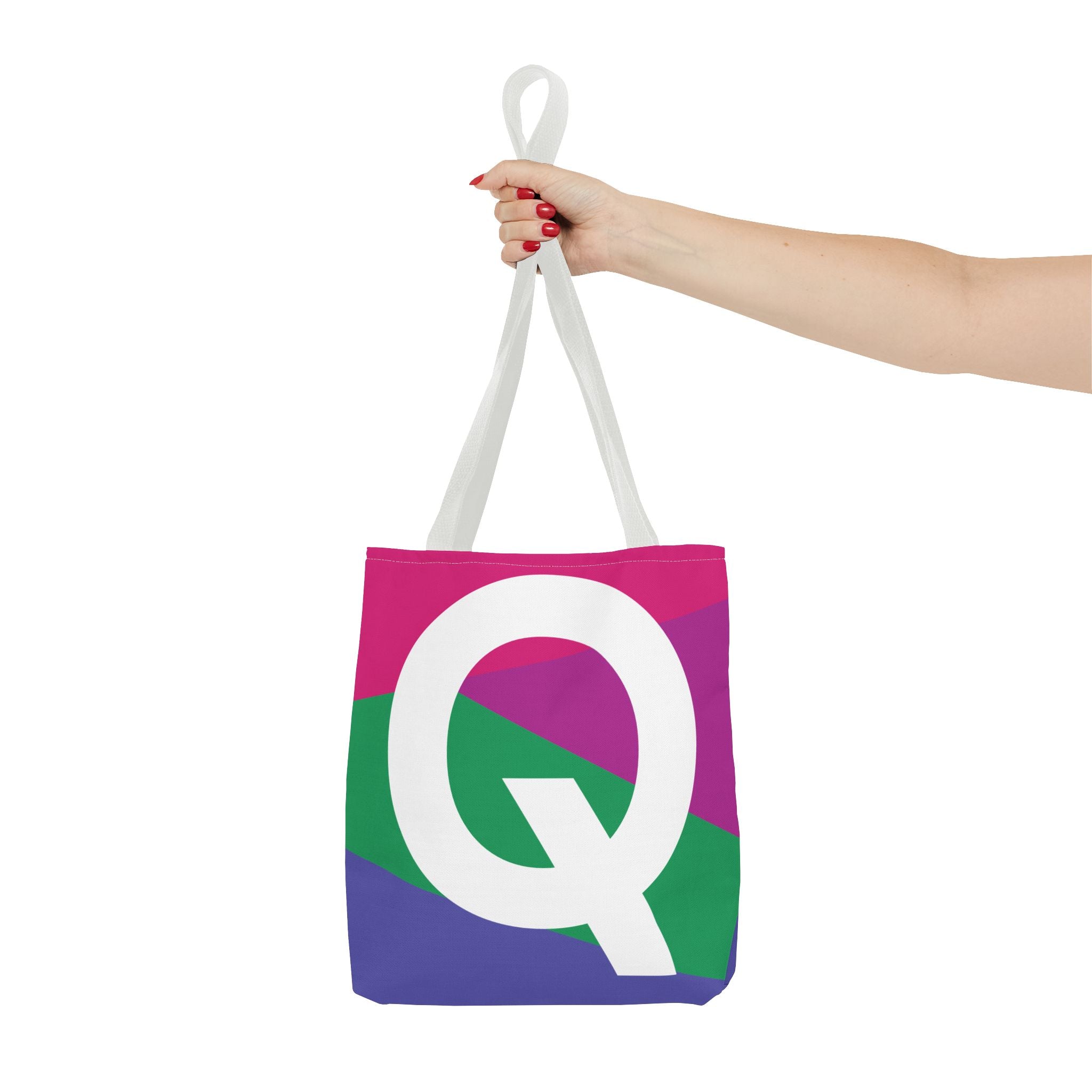 Monogram 'Q' Colorblock Tote Bag — Personalized Initial Q Shoulder Tote