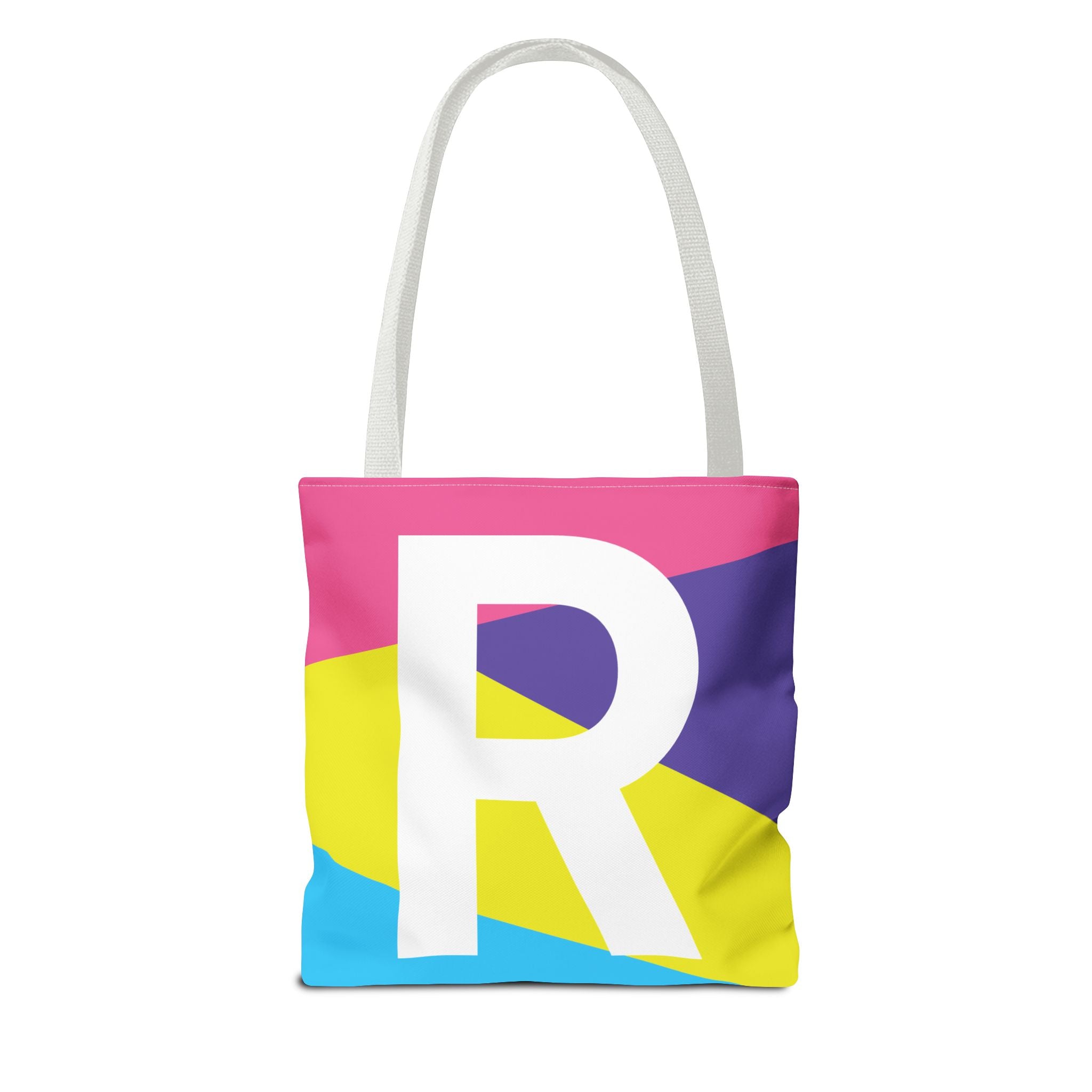 Monogram 'R' Colorblock Tote Bag — Personalized Initial R Shoulder Tote