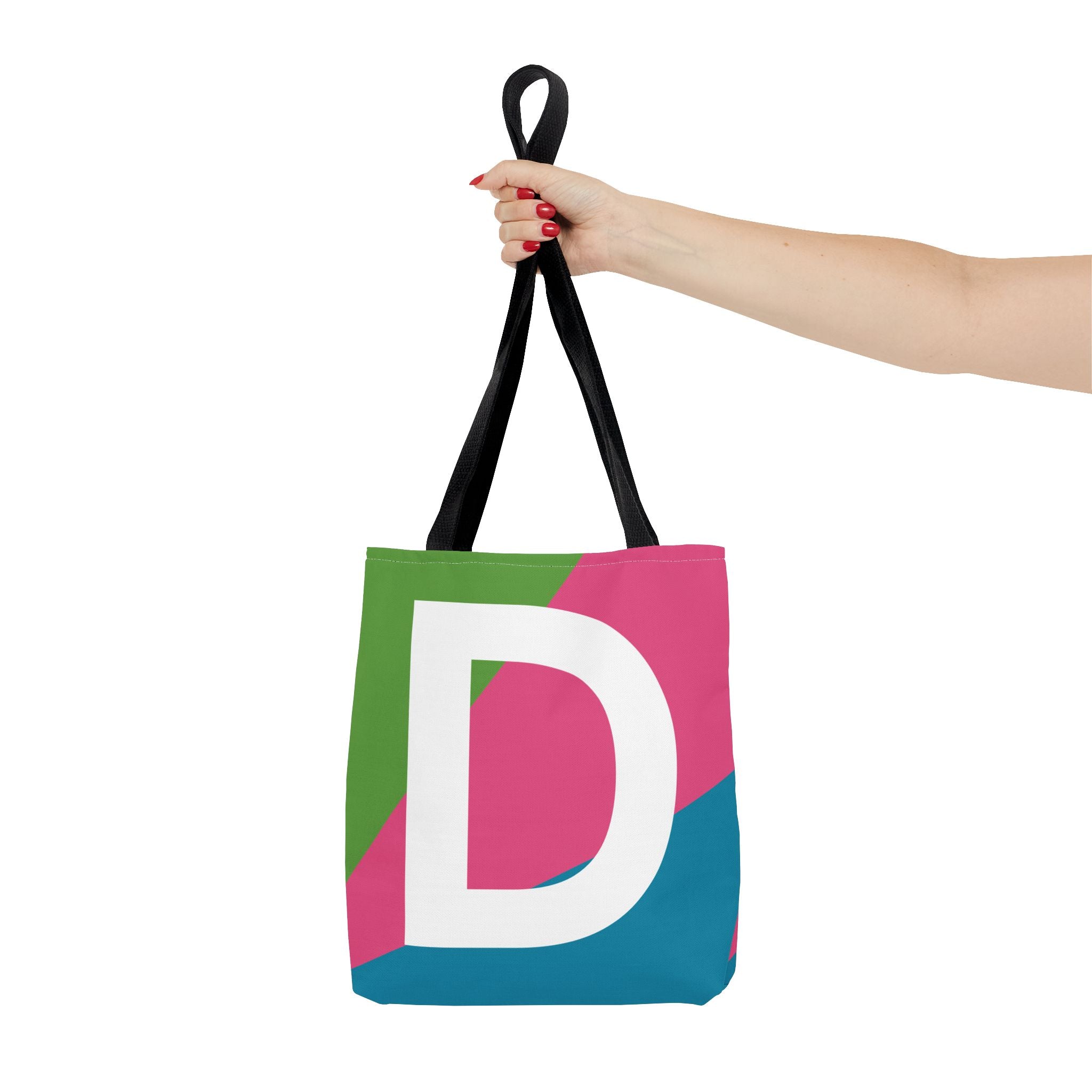 Monogram 'D' Colorblock Tote Bag — Personalized Initial D Shoulder Tote