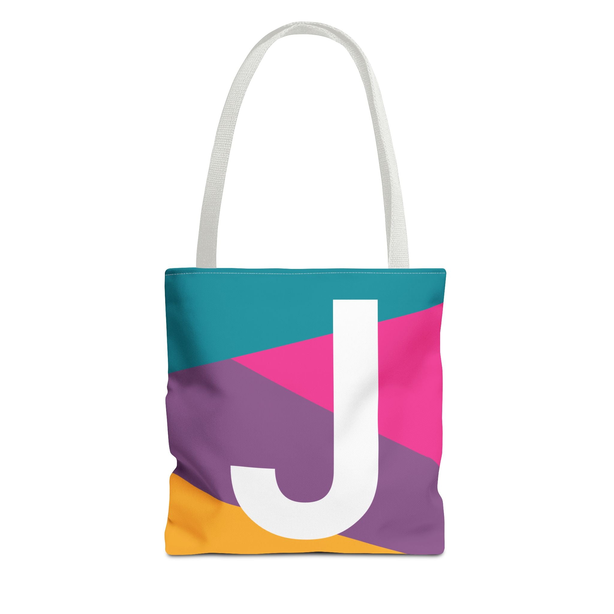 Monogram 'J' Colorblock Tote Bag — Personalized Initial J Shoulder Tote
