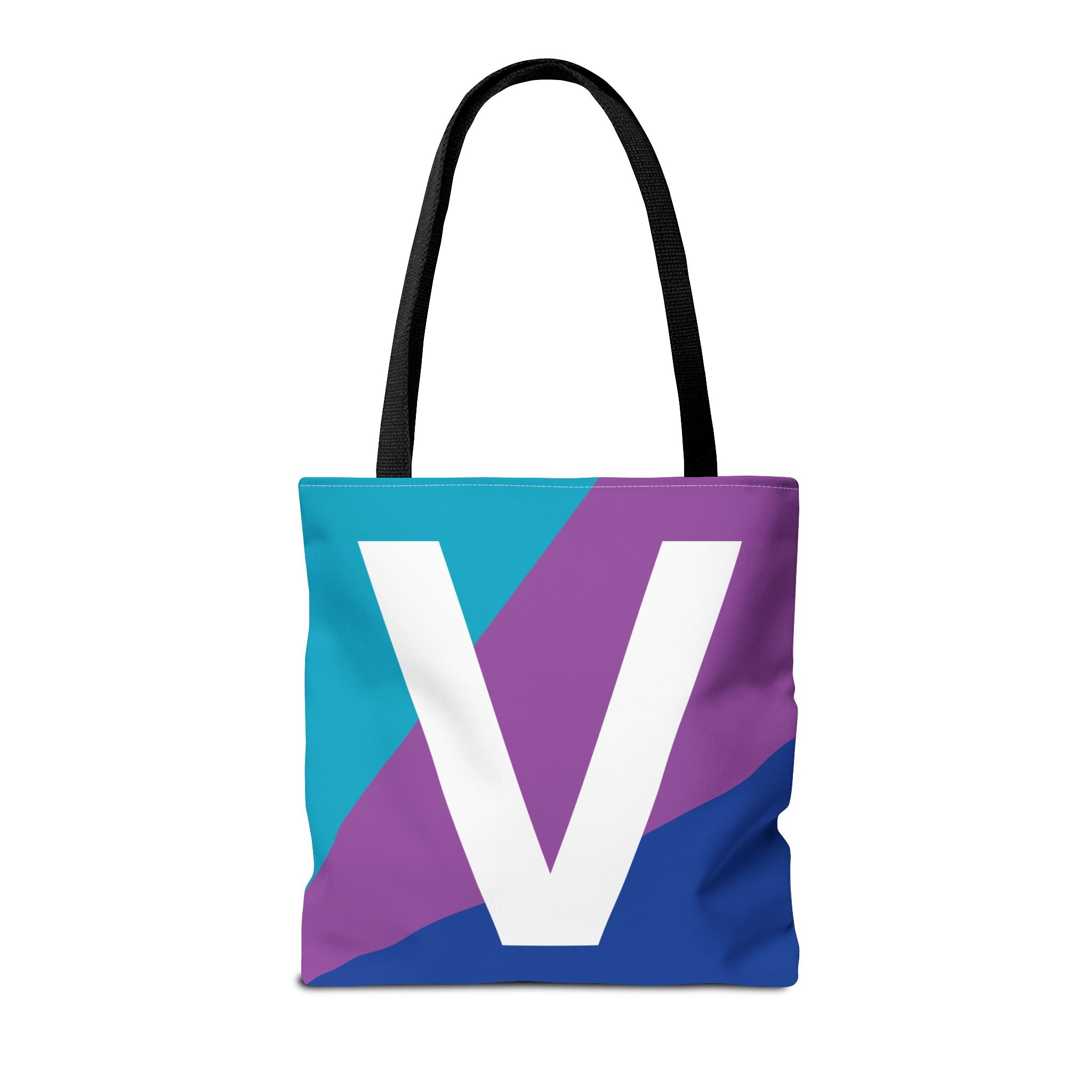 Monogram 'V' Colorblock Tote Bag — Personalized Initial V Shoulder Tote