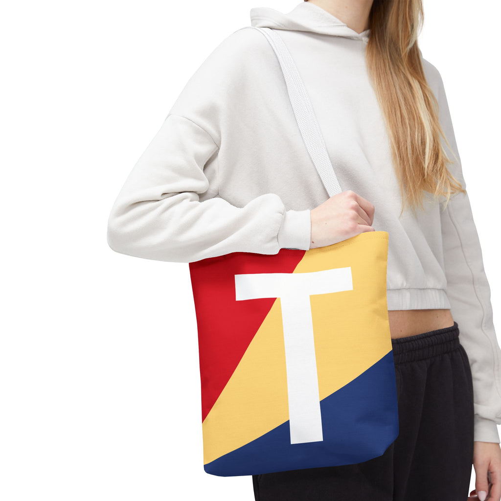 Monogram 'T' Colorblock Tote Bag — Personalized Initial T Shoulder Tote