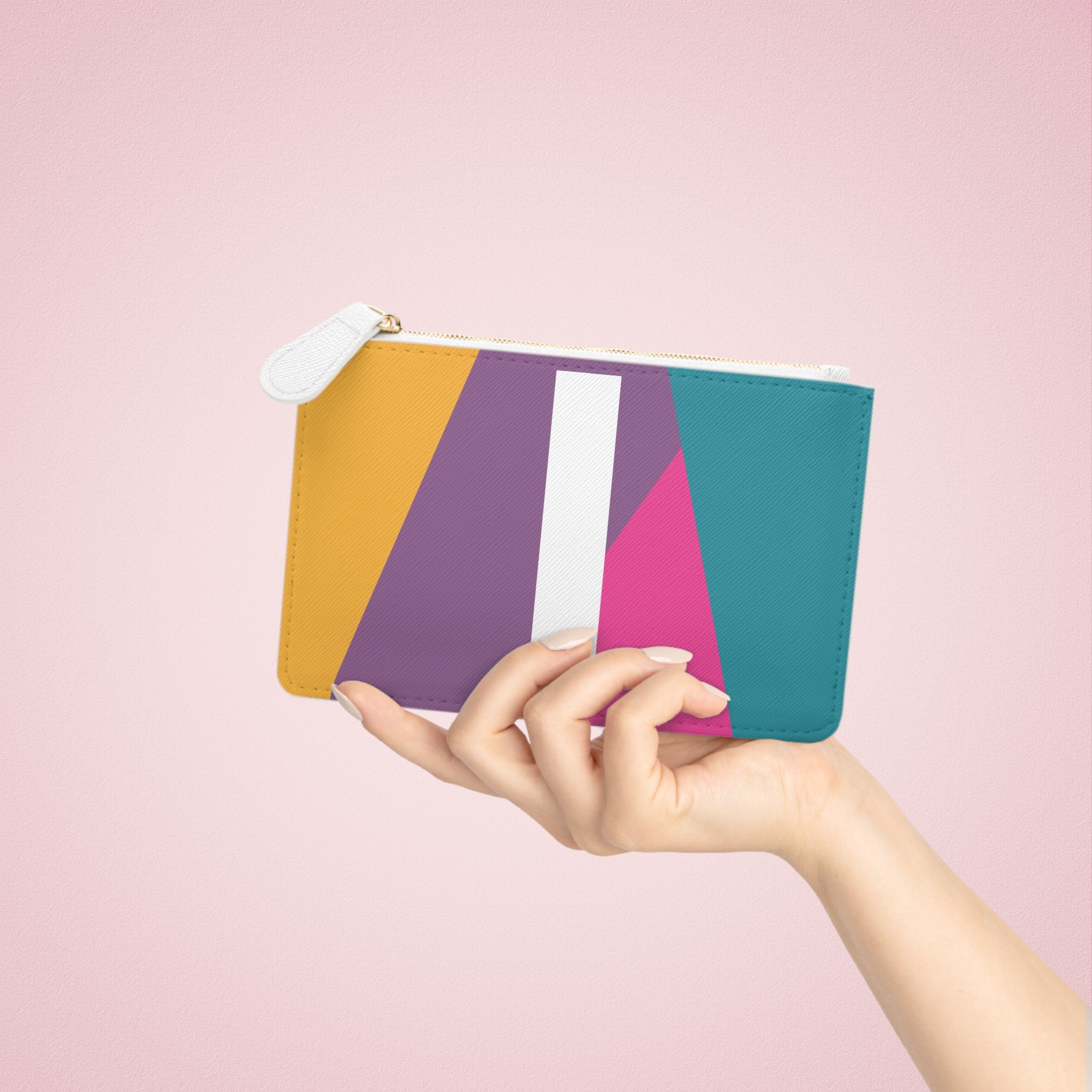 Initial I Mini Clutch — Colorblock Monogram Wristlet Wallet