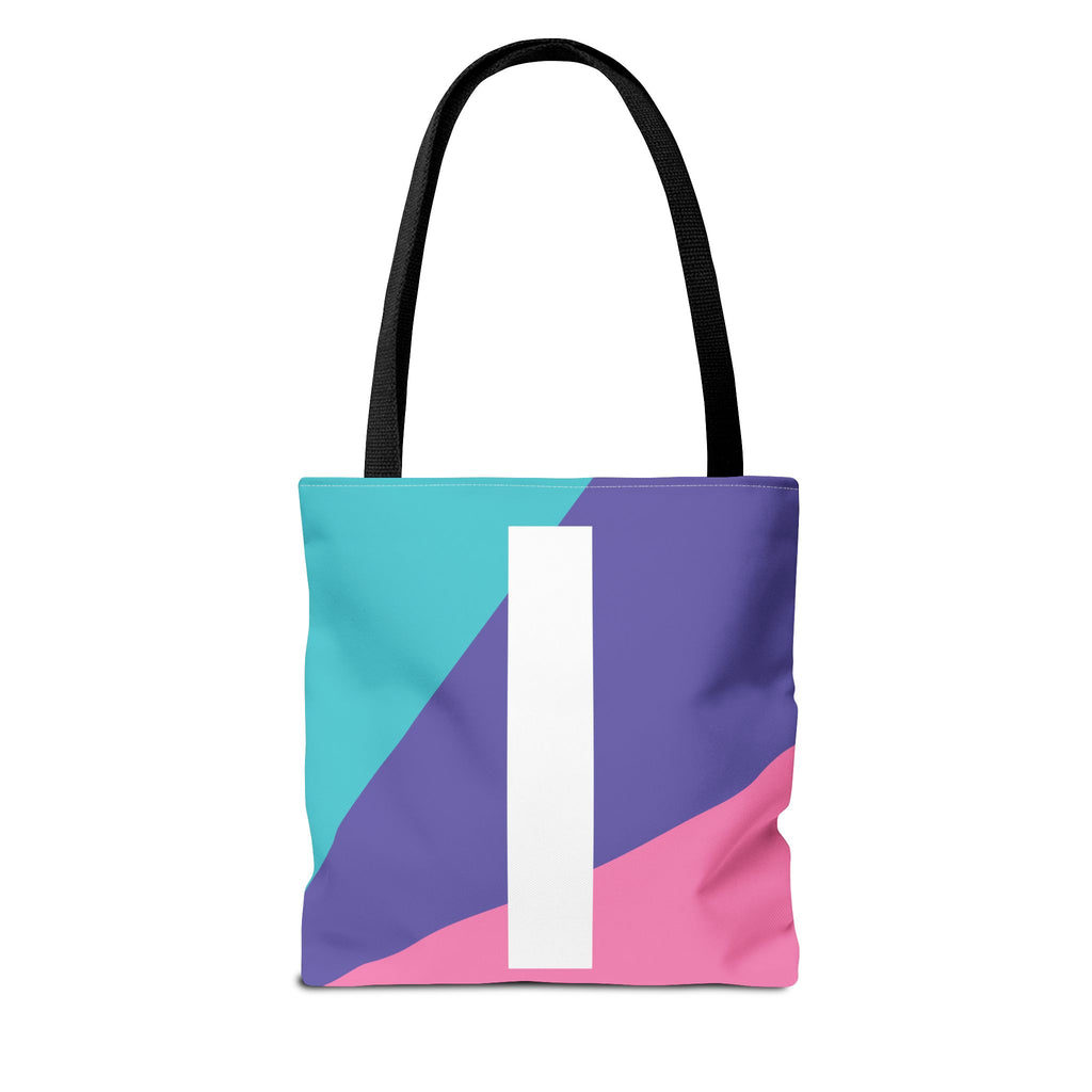 Monogram 'I' Colorblock Tote Bag — Personalized Initial I Shoulder Tote