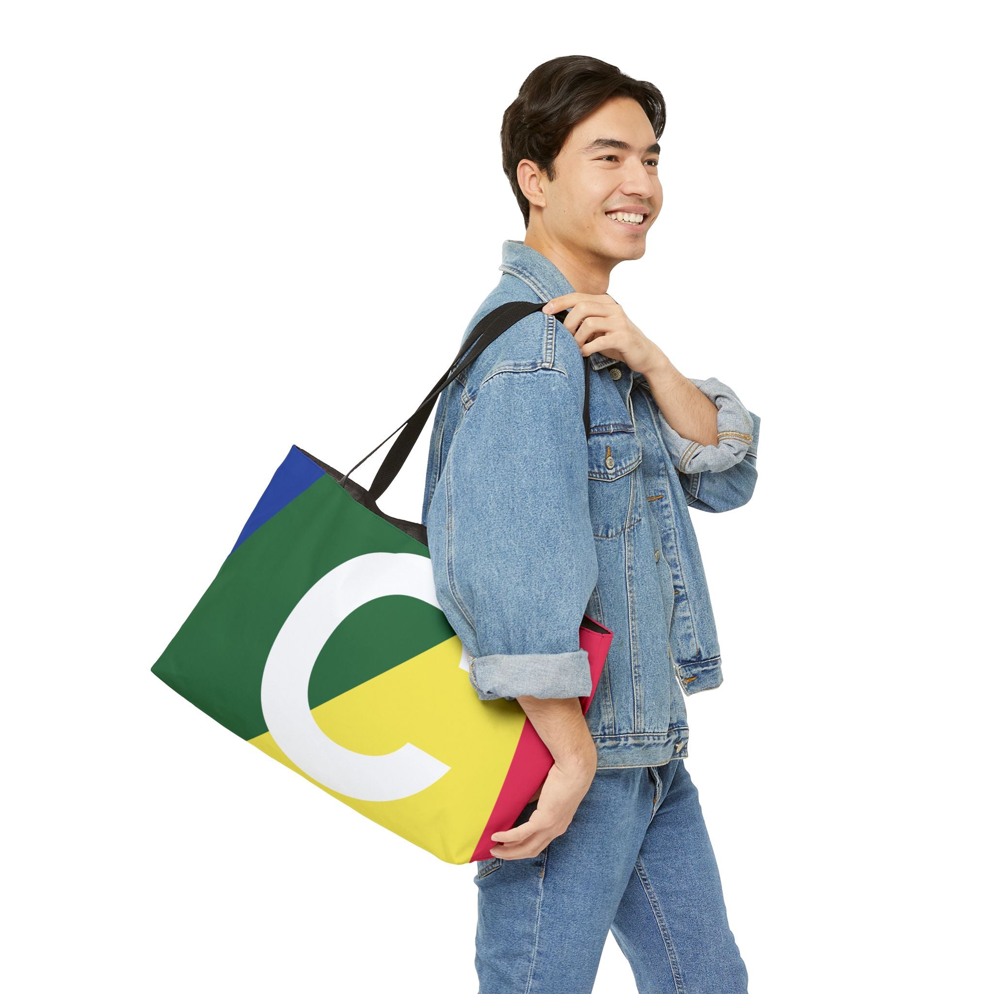 Personalized 'C' Colorblock Tote Bag — Monogram Weekender Tote