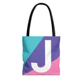 Monogram 'J' Colorblock Tote Bag — Personalized Initial J Shoulder Tote