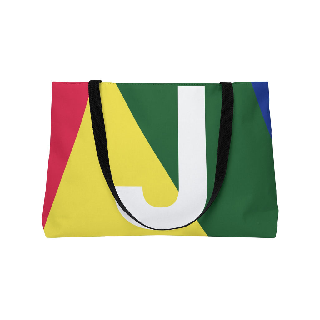 Personalized 'J' Colorblock Tote Bag — Monogram Weekender Tote