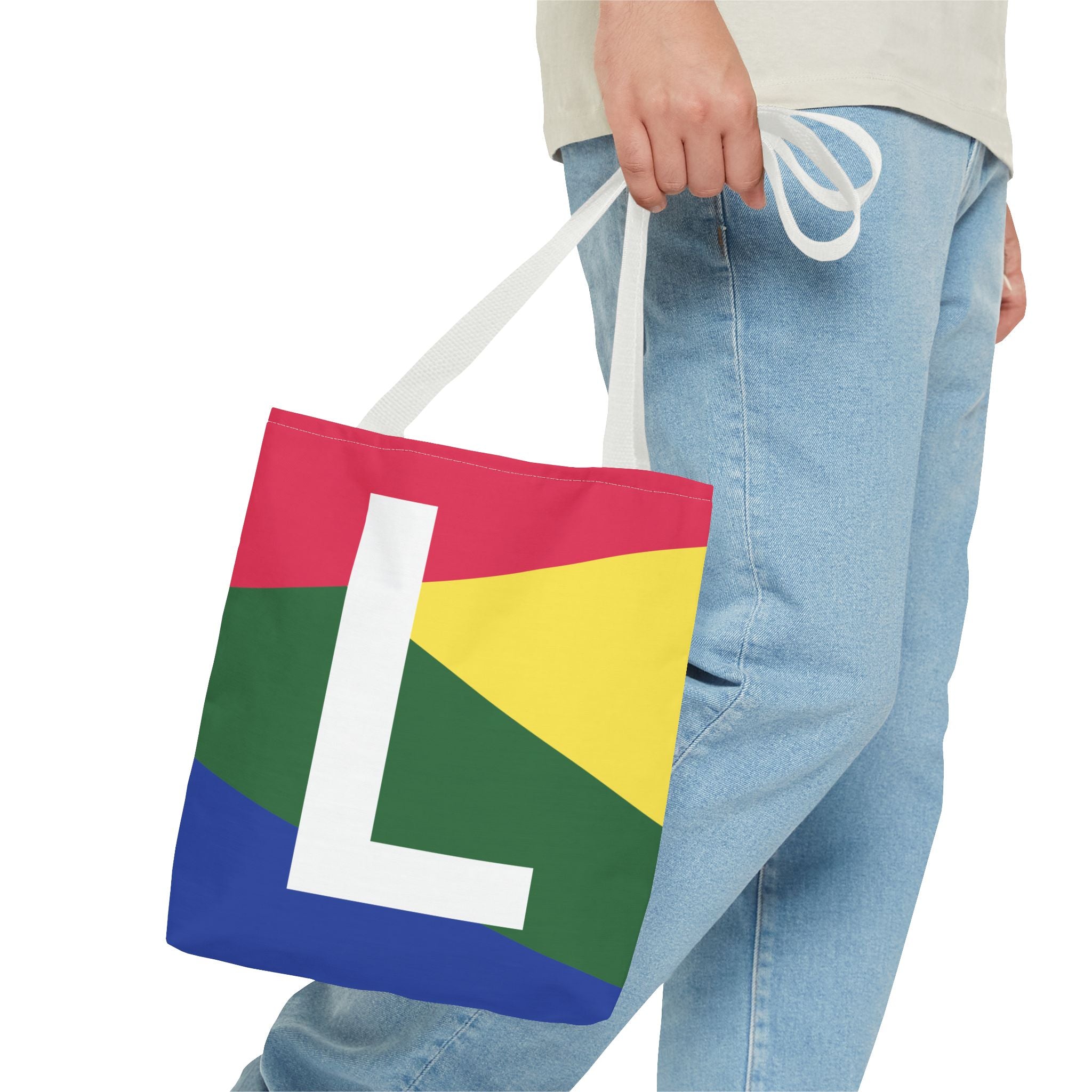 Monogram 'L' Colorblock Tote Bag — Personalized Initial L Shoulder Tote