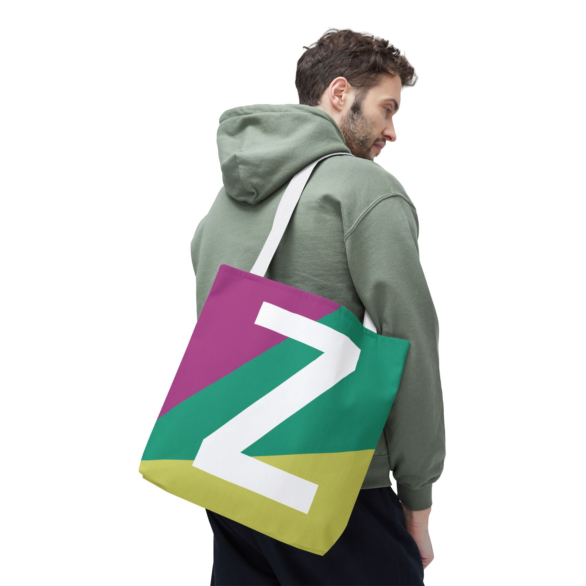 Monogram 'Z' Colorblock Tote Bag — Personalized Initial Z Shoulder Tote