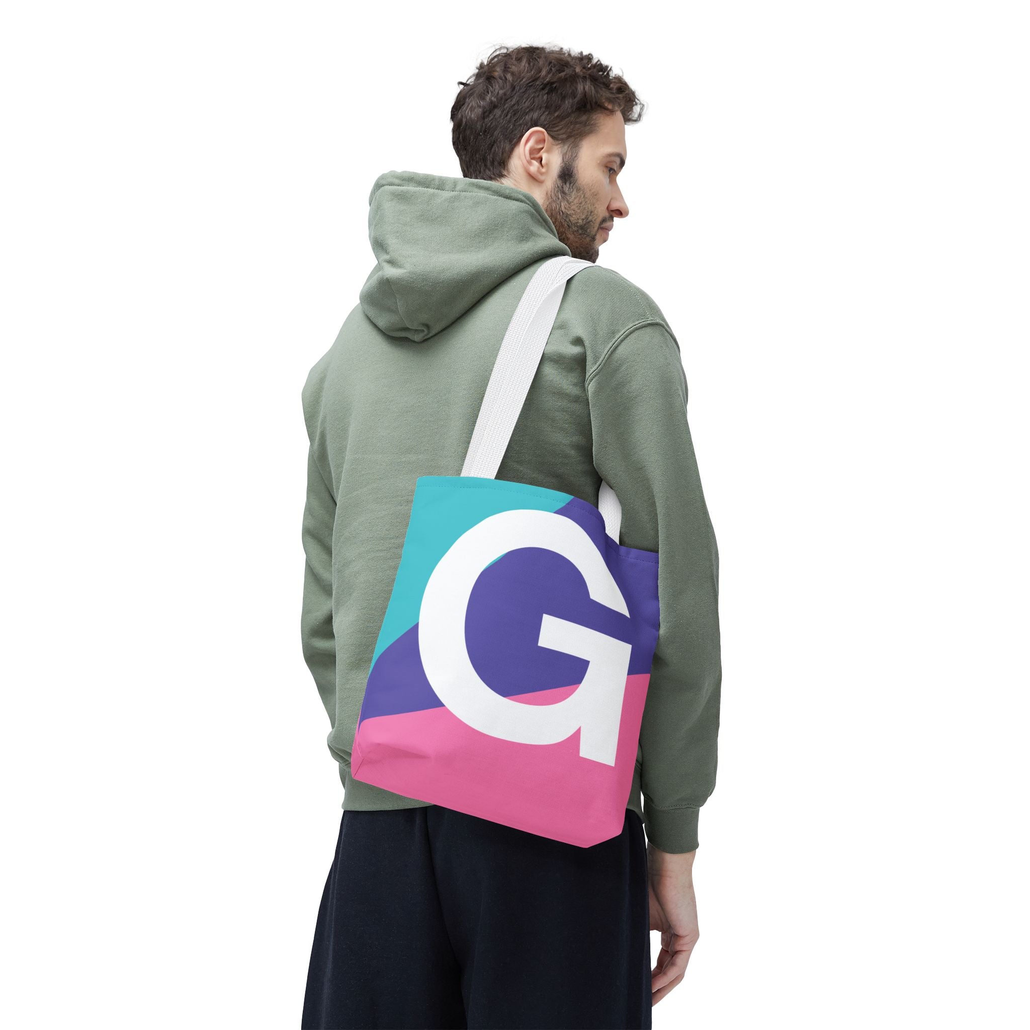 Monogram 'G' Colorblock Tote Bag — Personalized Initial G Shoulder Tote