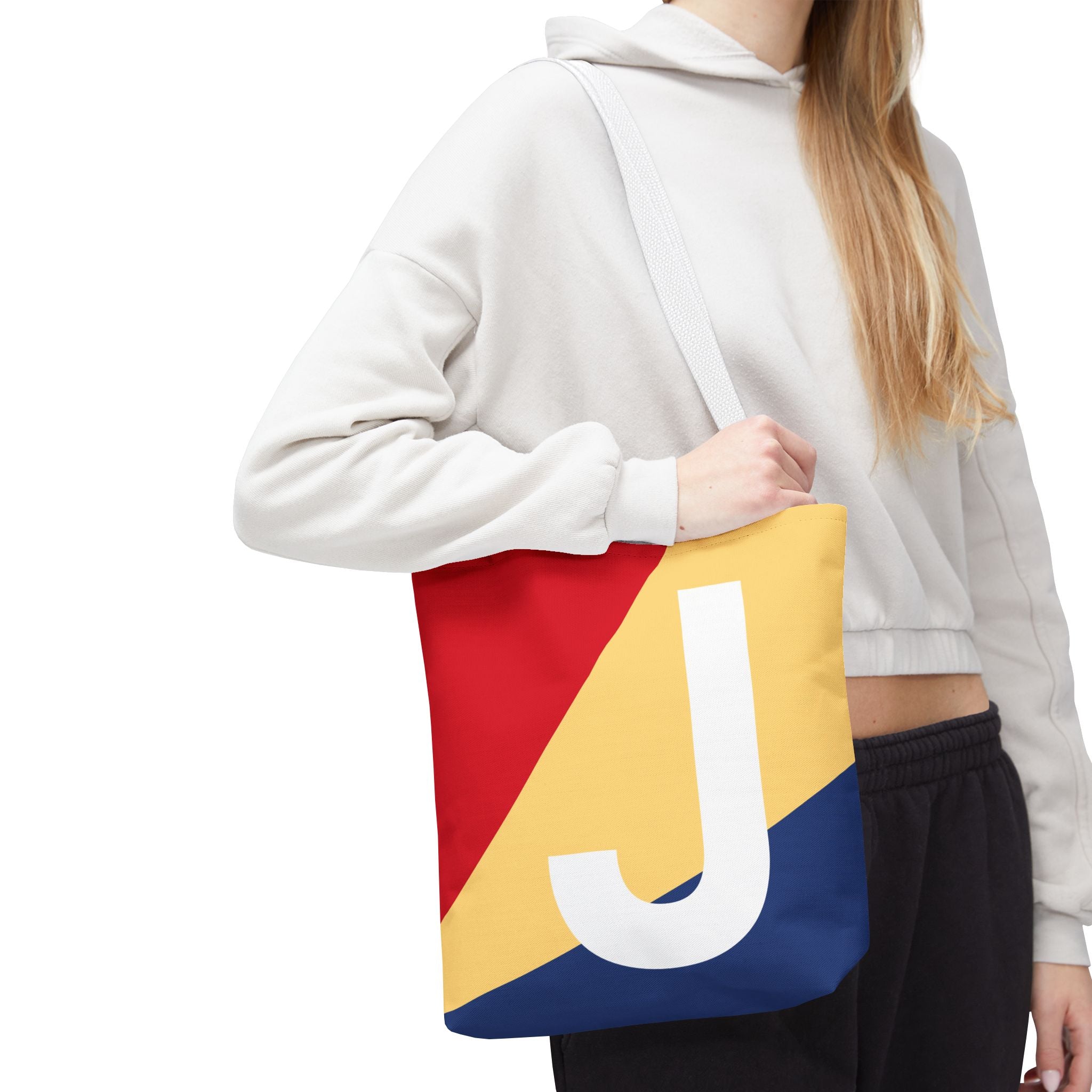 Monogram 'J' Colorblock Tote Bag — Personalized Initial J Shoulder Tote