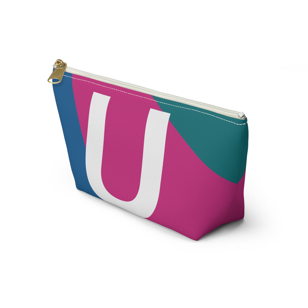 Initials Colorblock Accessory Pouch — Monogram U T-Bottom Cosmetic Bag