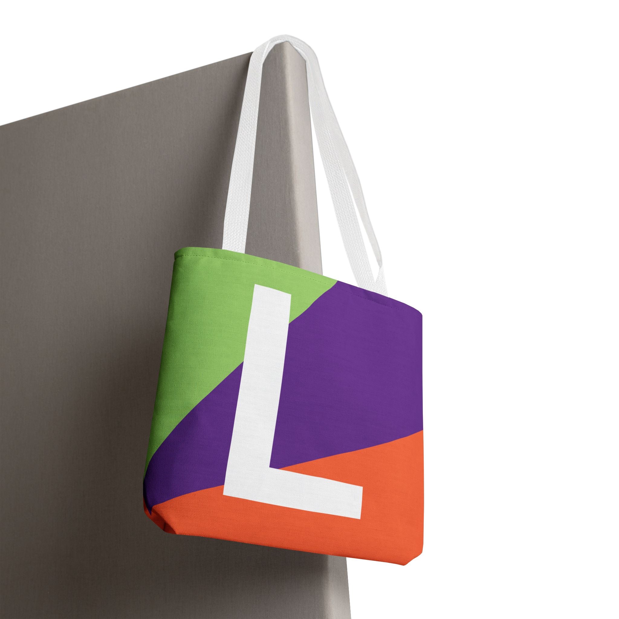 Monogram 'L' Colorblock Tote Bag — Personalized Initial L Shoulder Tote