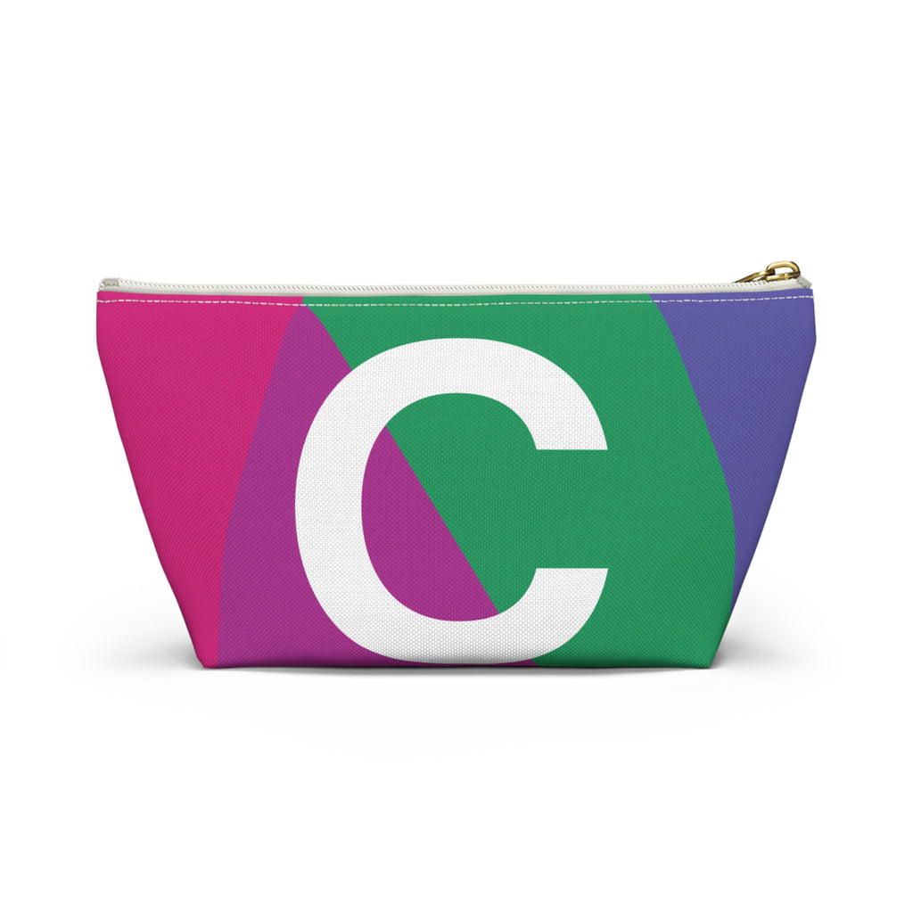 Initials Colorblock Accessory Pouch — Monogram C T-Bottom Cosmetic Bag
