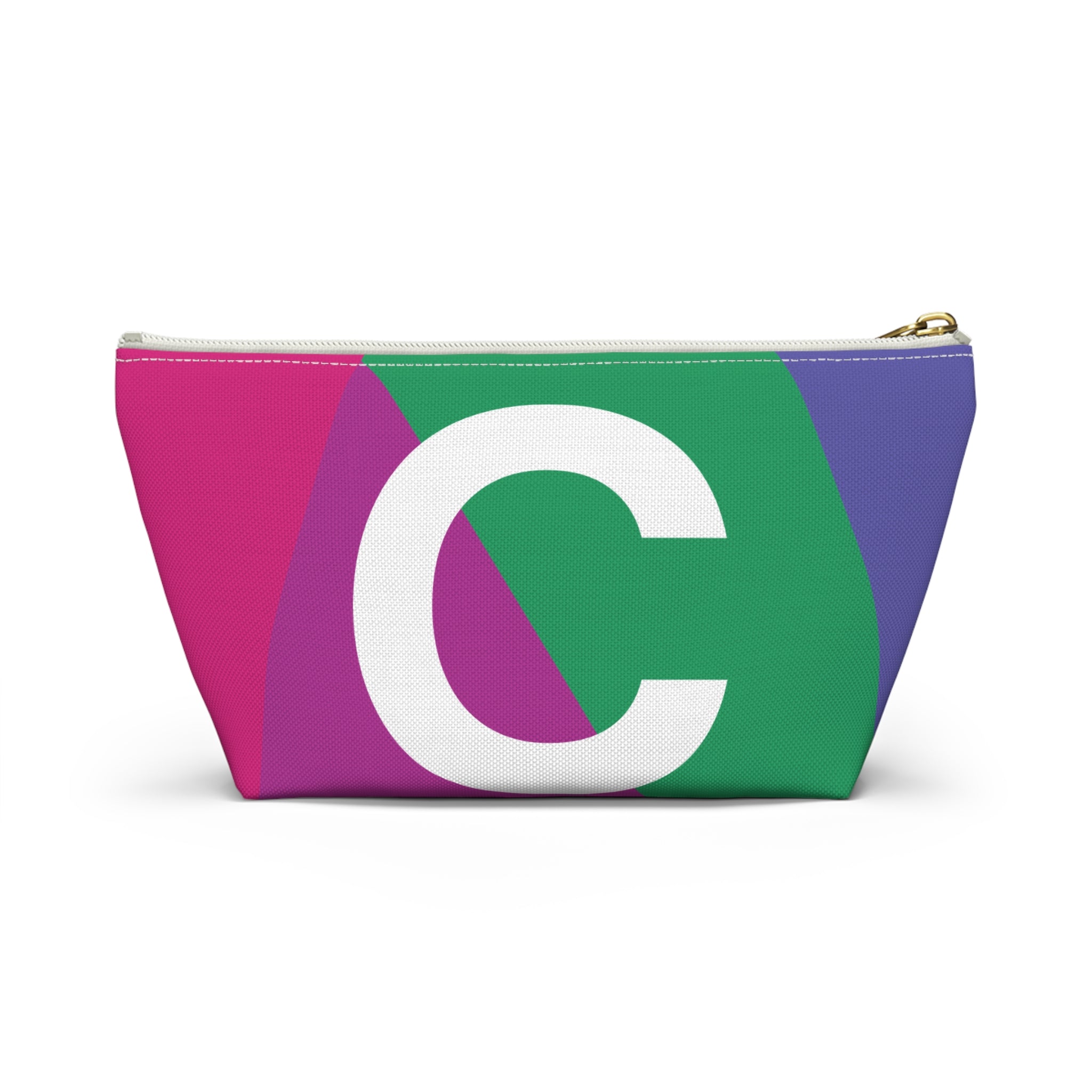 Initials Colorblock Accessory Pouch — Monogram C T-Bottom Cosmetic Bag