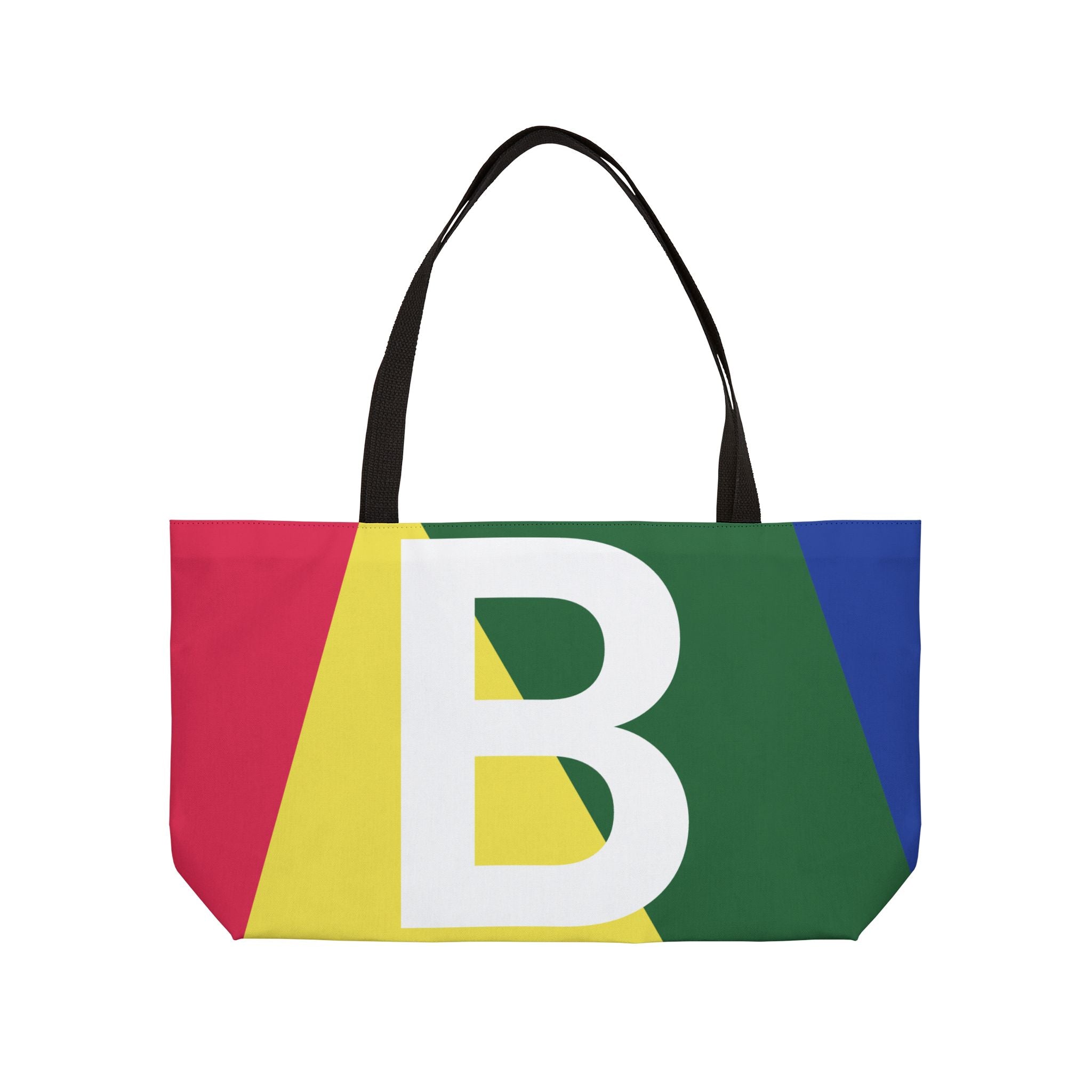 Personalized 'B' Colorblock Tote Bag — Monogram Weekender Tote