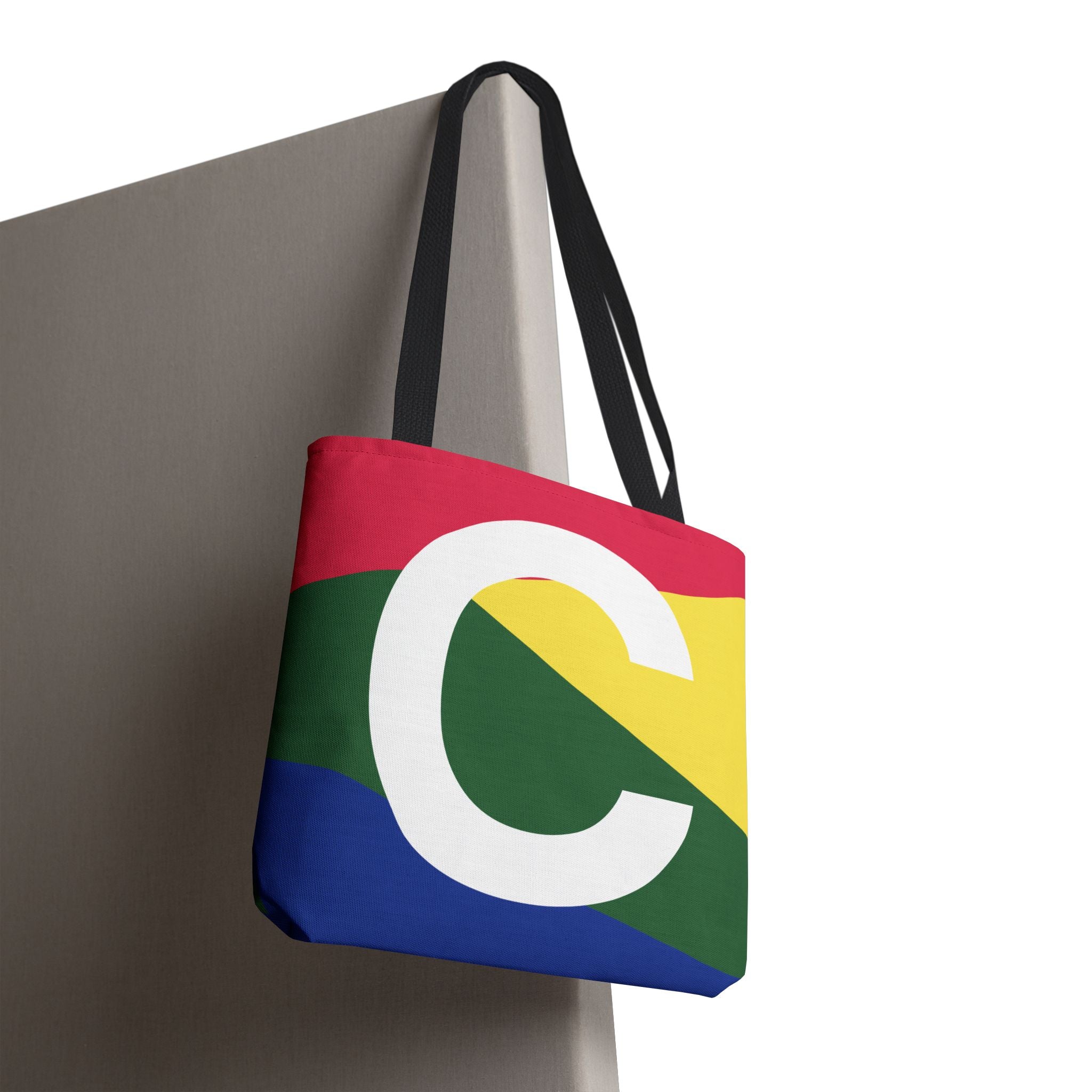 Monogram 'C' Colorblock Tote Bag — Personalized Initial C Shoulder Tote