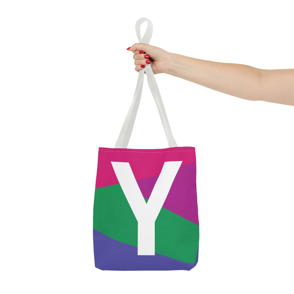 Monogram 'Y' Colorblock Tote Bag — Personalized Initial Y Shoulder Tote