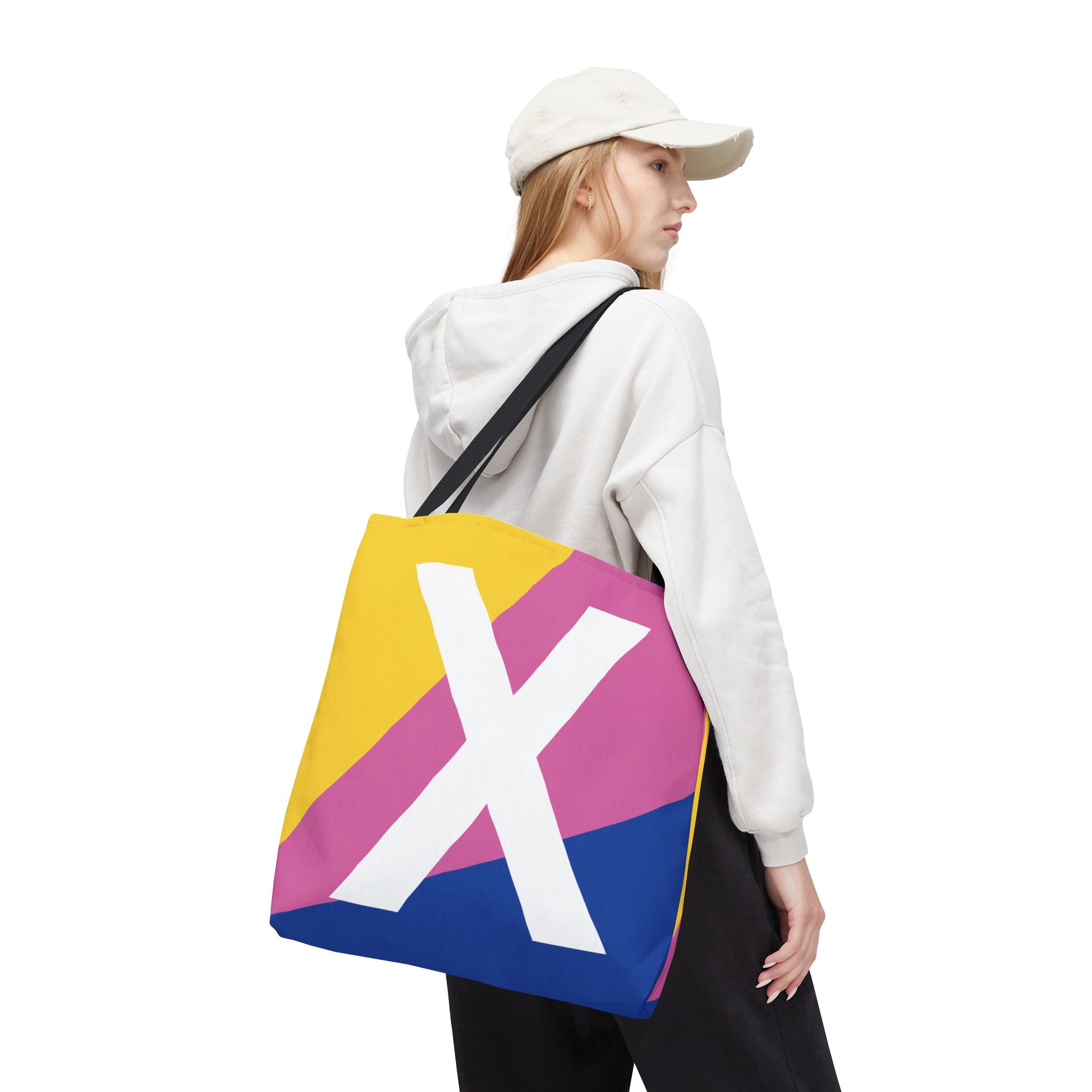 Monogram 'X' Colorblock Tote Bag — Personalized Initial X Shoulder Tote