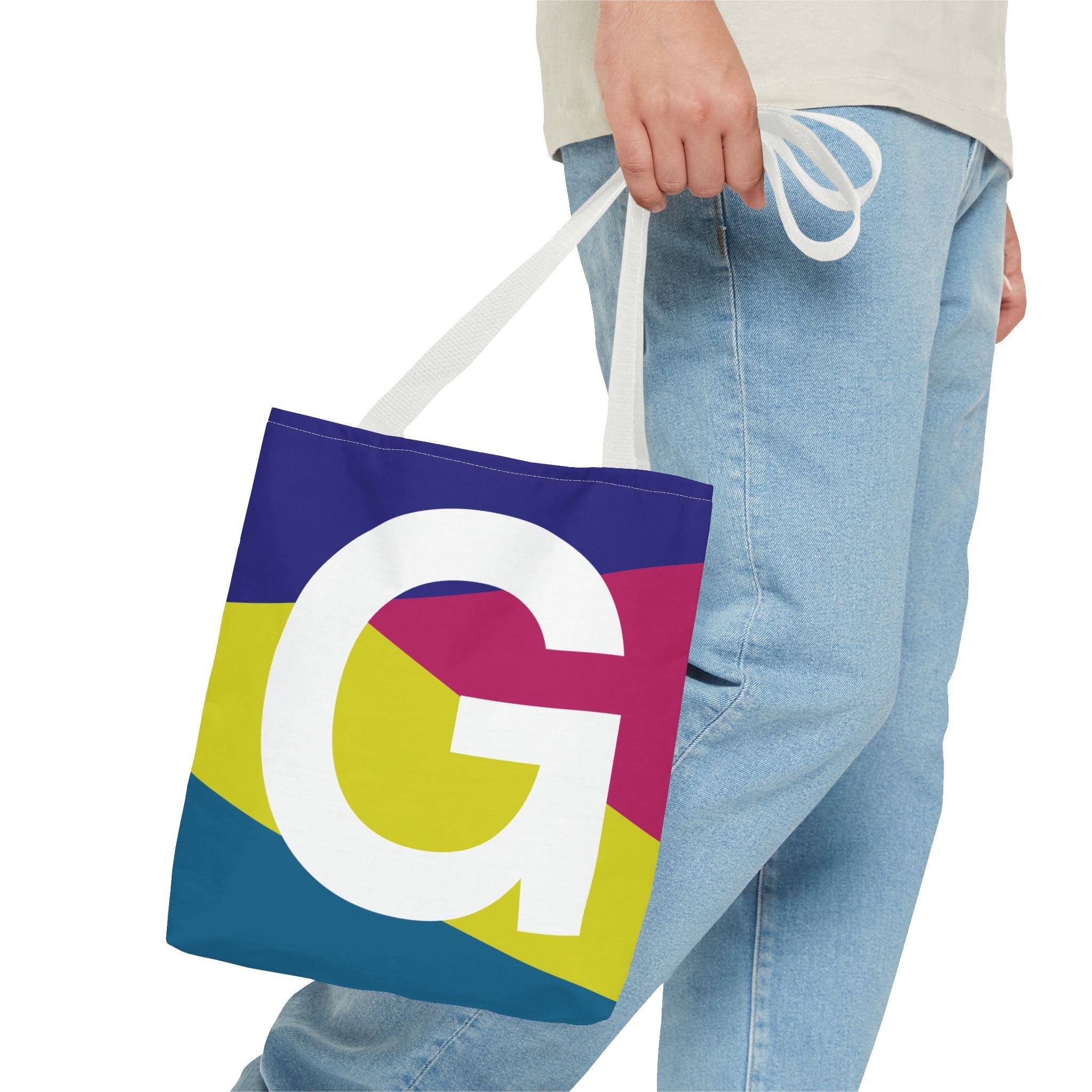 Monogram 'G' Colorblock Tote Bag — Personalized Initial G Shoulder Tote