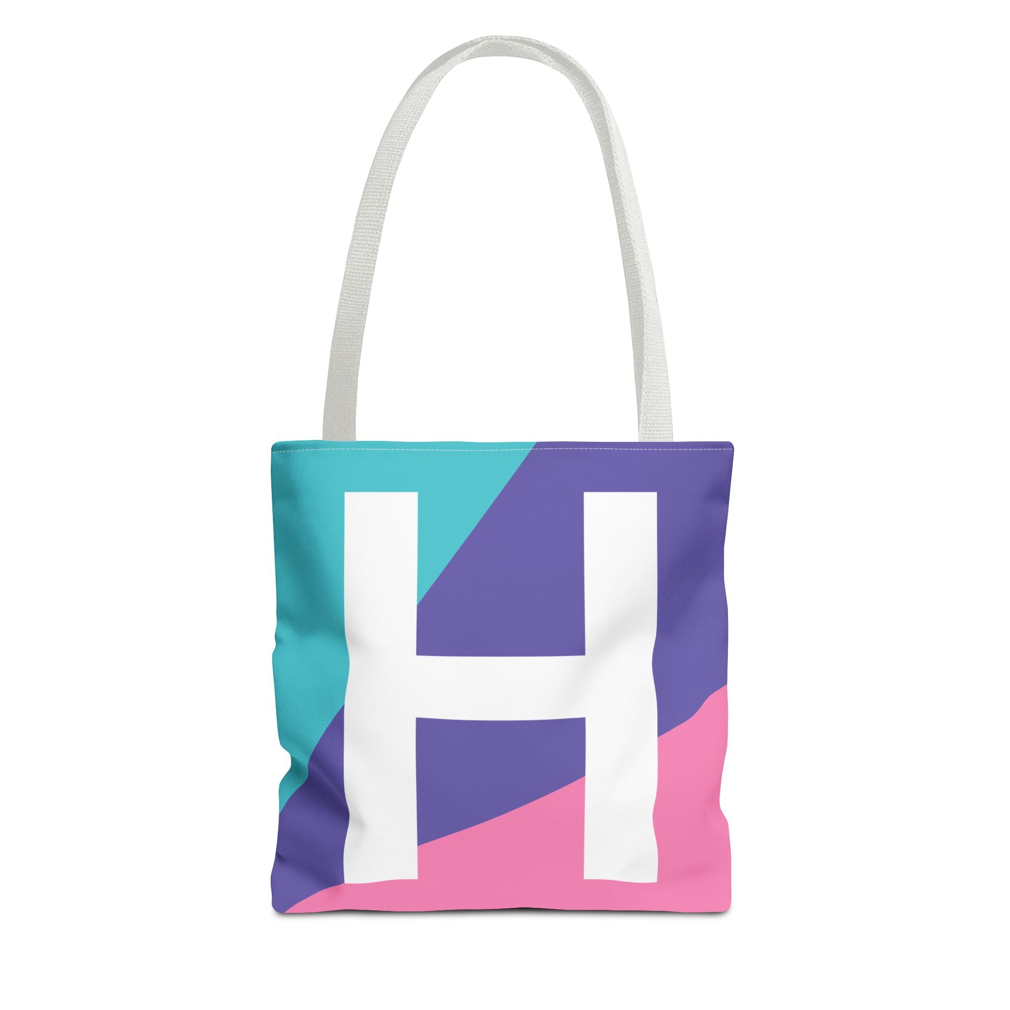 Monogram 'H' Colorblock Tote Bag — Personalized Initial H Shoulder Tote