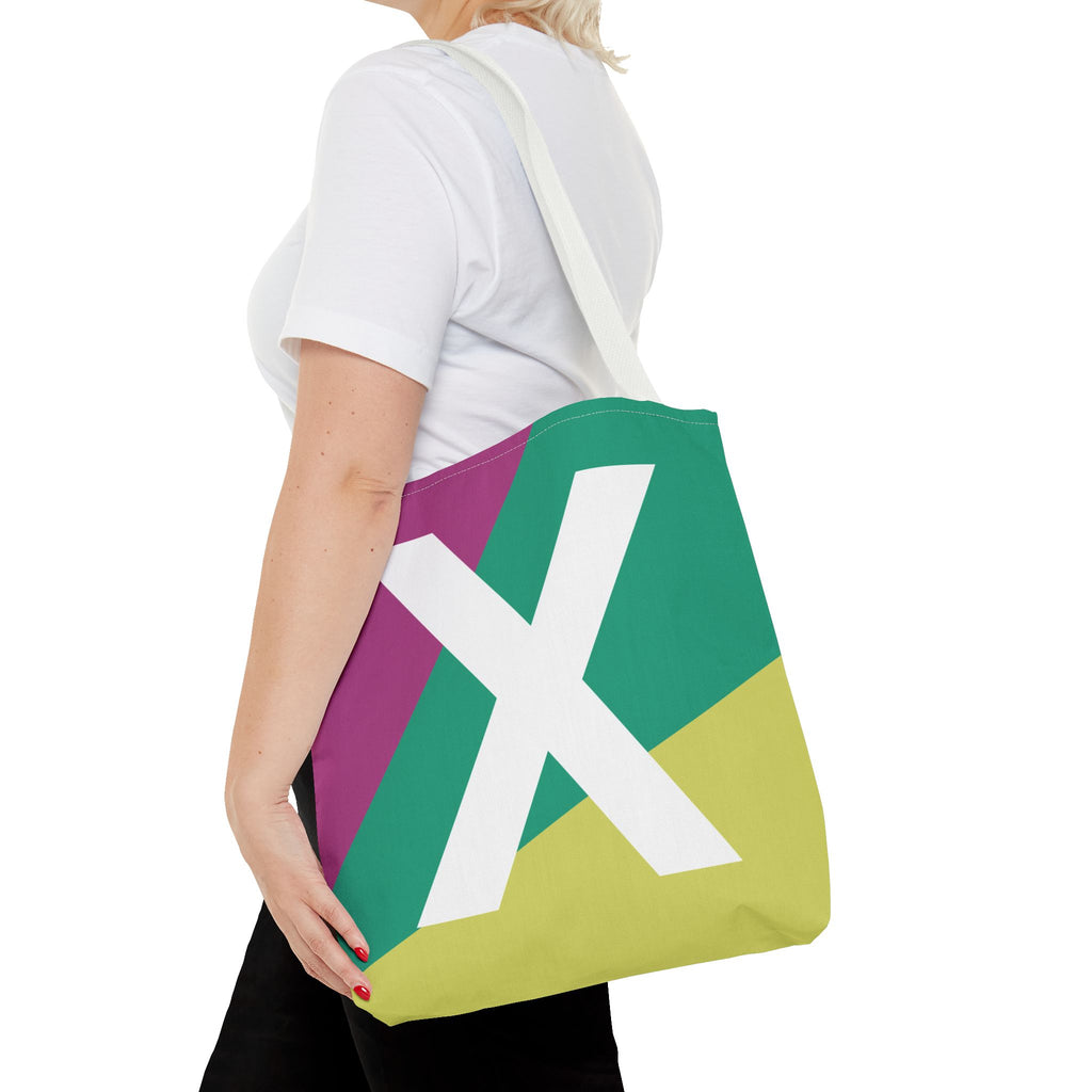 Monogram 'X' Colorblock Tote Bag — Personalized Initial X Shoulder Tote