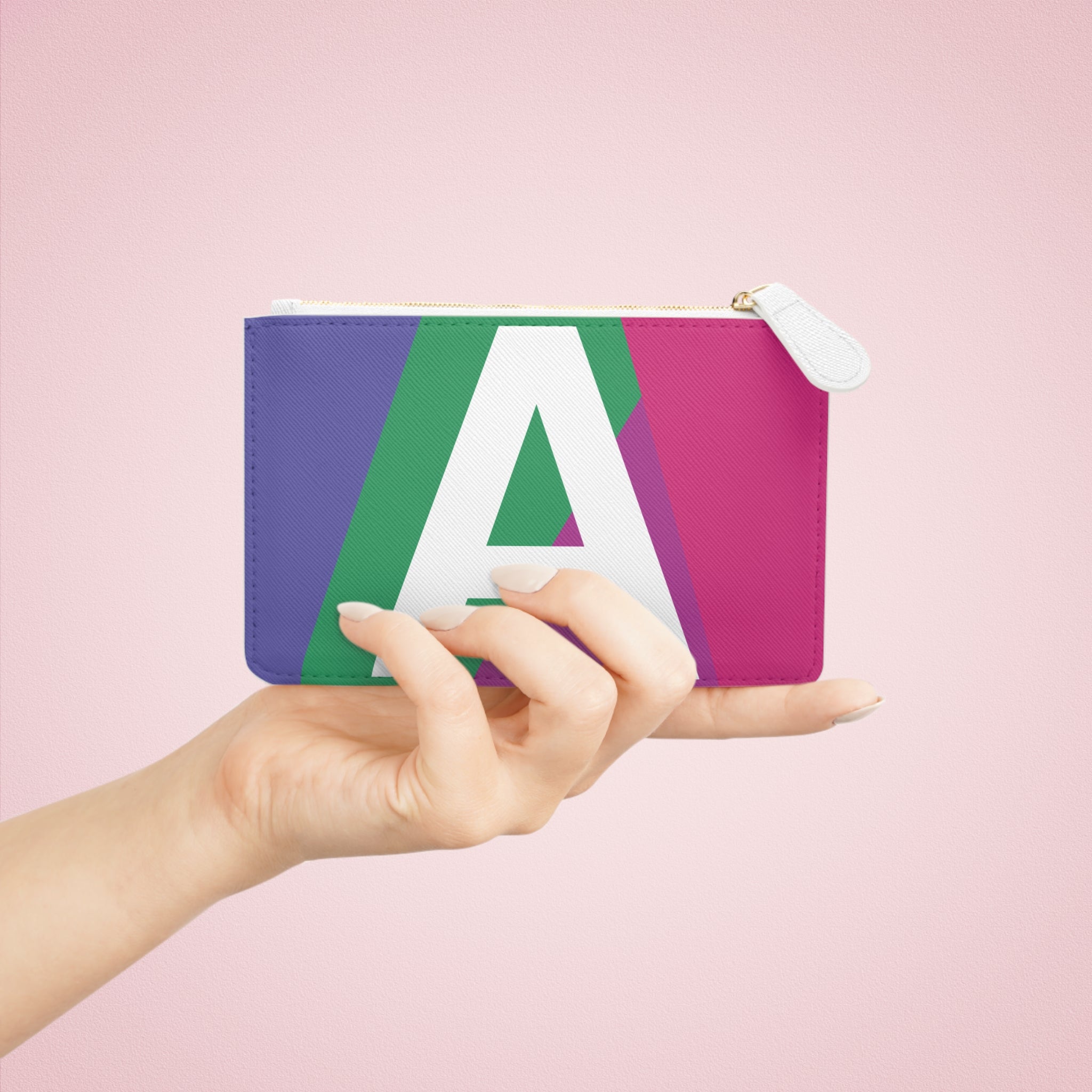 Initial A Mini Clutch — Colorblock Monogram Wristlet Wallet