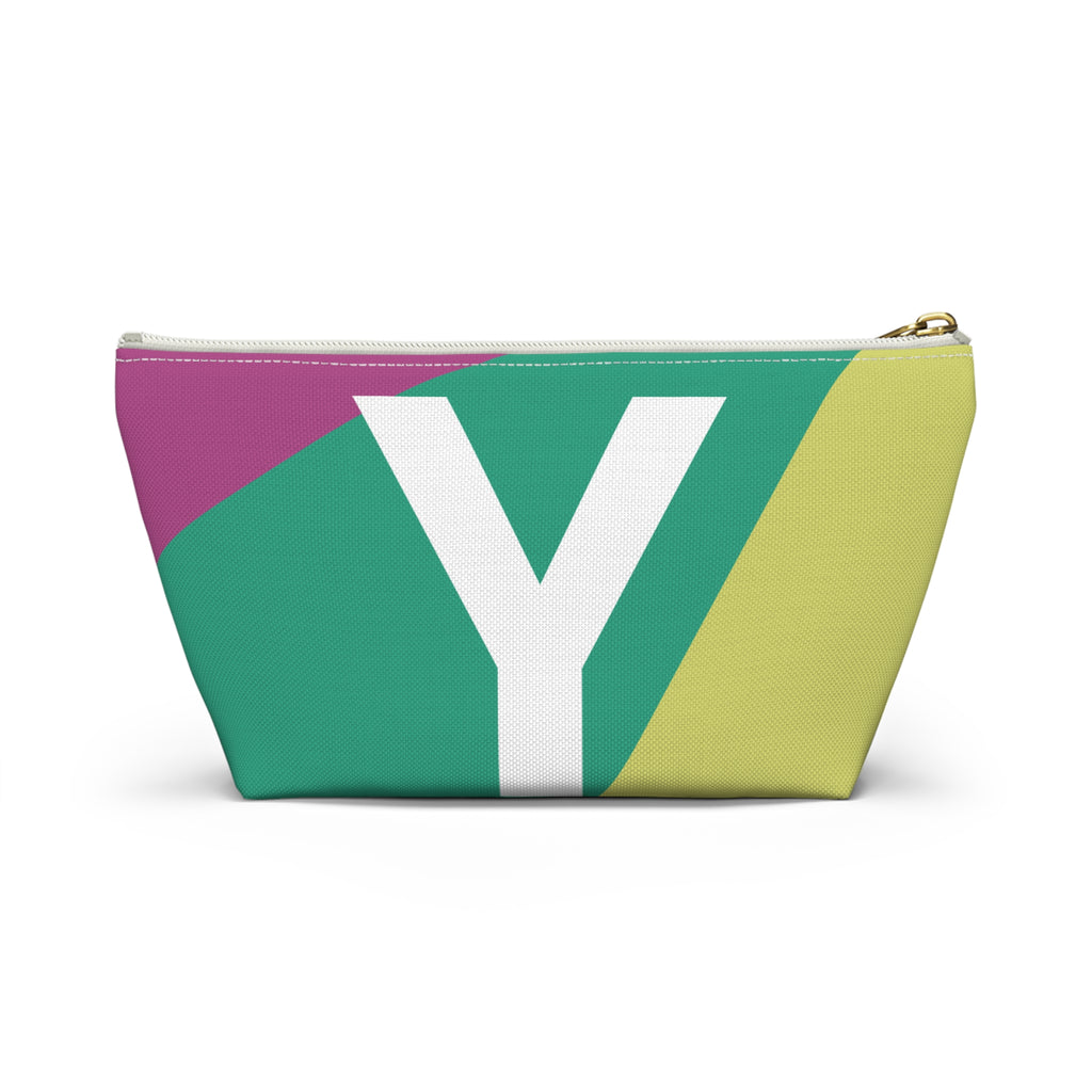 Initials Colorblock Accessory Pouch — Monogram Y T-Bottom Cosmetic Bag