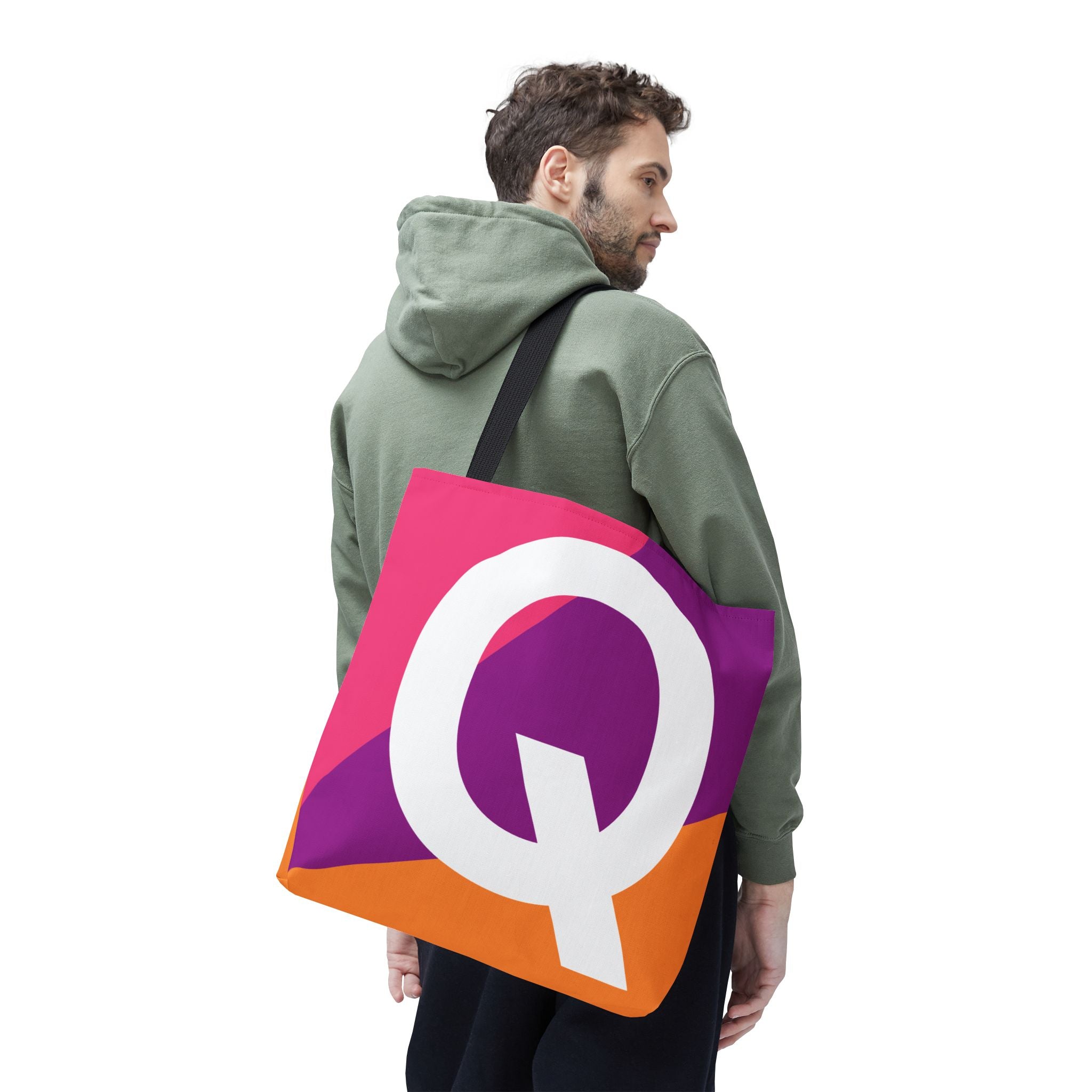 Monogram 'Q' Colorblock Tote Bag — Personalized Initial Q Shoulder Tote